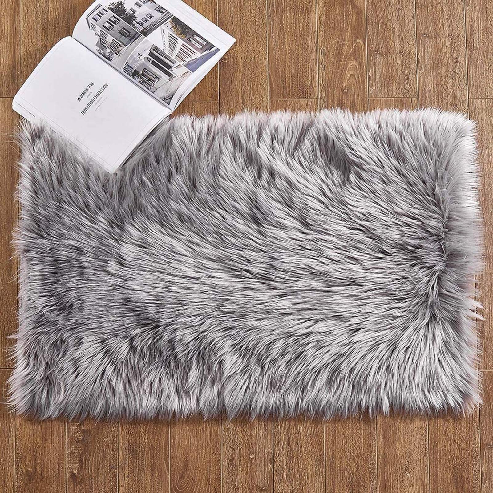 Peau De Mouton Synthétique, Super Soft Laine Tapis Duveteux en Fausse Fourrure, Man-Made Luxe Laine Tapis De Canapé Coussin Adapté À La Décoration De La Maison