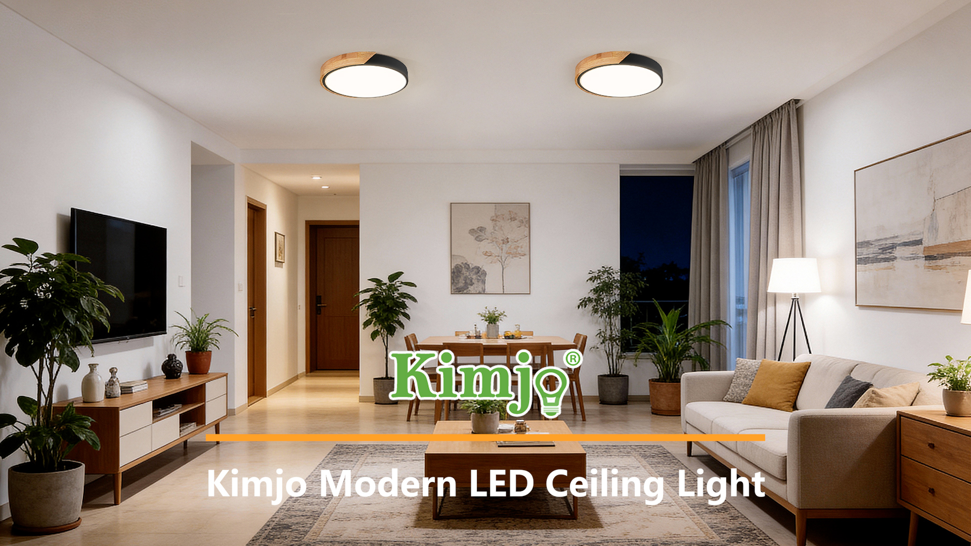 Image of 11.8 Inch Wood LED Flush Mount Ceiling Light 4500K, Black