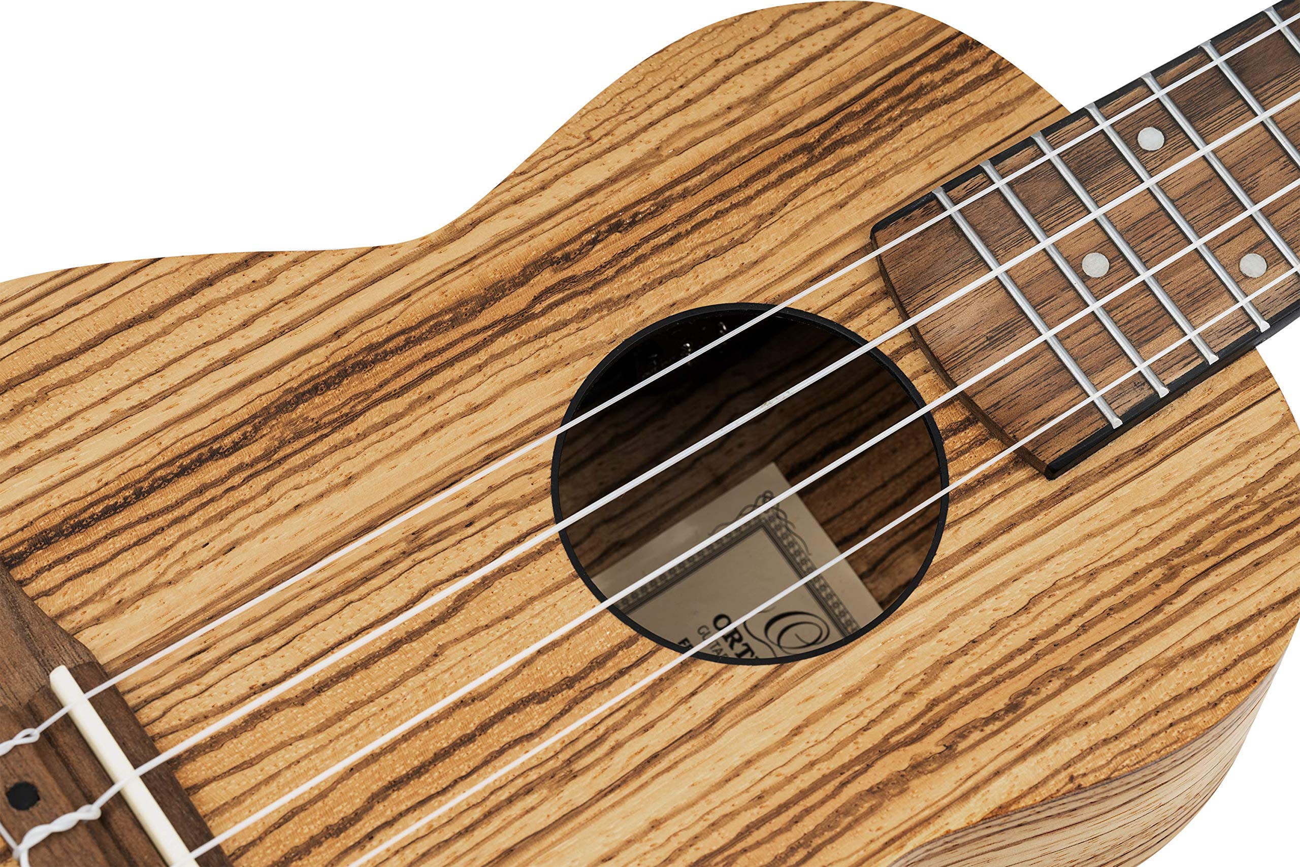 Ortega Guitars Ukulele Soprano Elettro-Acustico – Timber Series – Gig Bag Inclusa – Zebrawood, Natural (RFU10ZE)