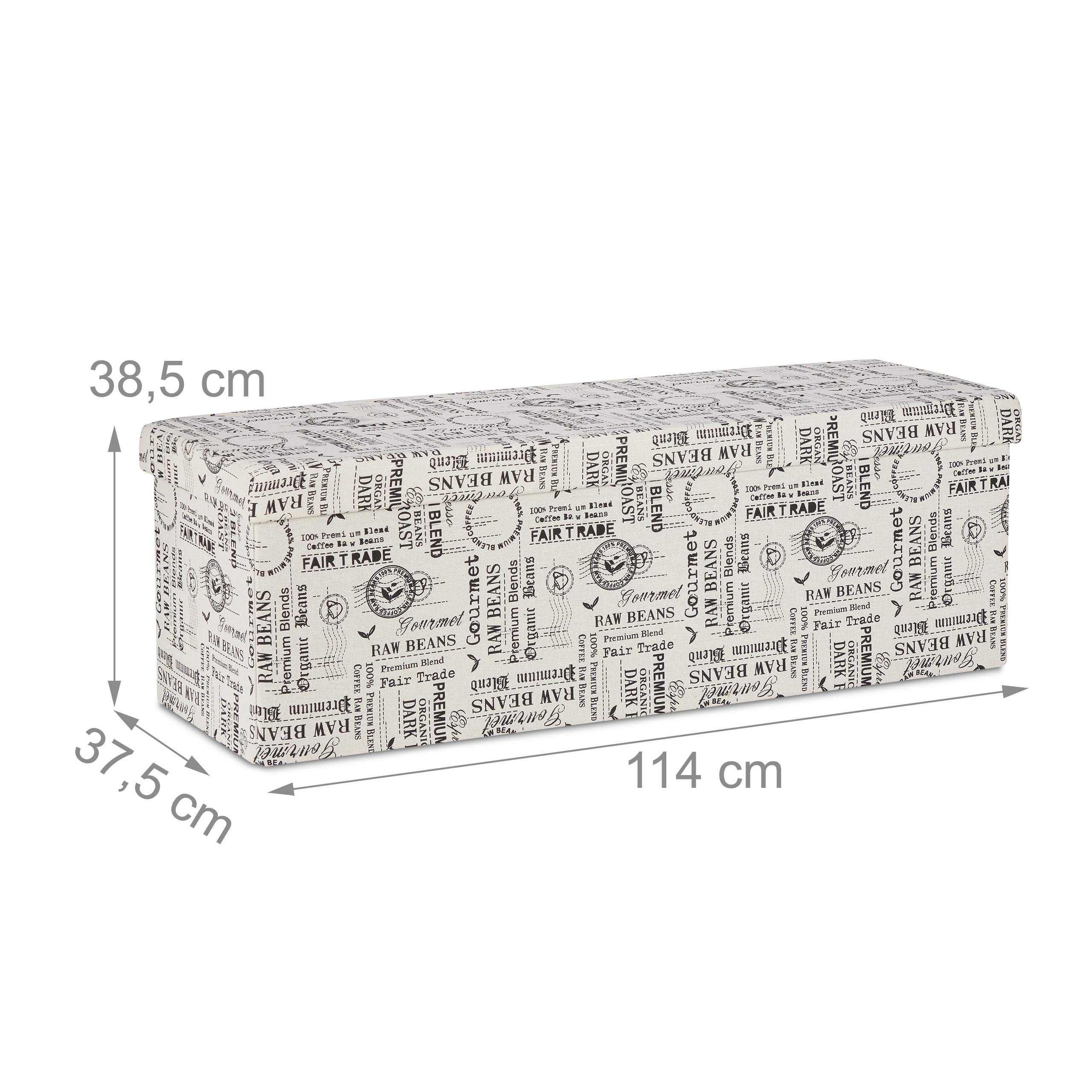 Relaxdays Cassapanca Contenitore Retrò, 130 L, Pieghevole & Salvaspazio, Arredo Camera da Letto & Ingresso, Beige/Nero