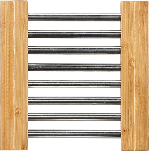Cortesi Home Aubrey - Salvamanteles de bambú expandibles, 8.5-14 pulgadas, marrón