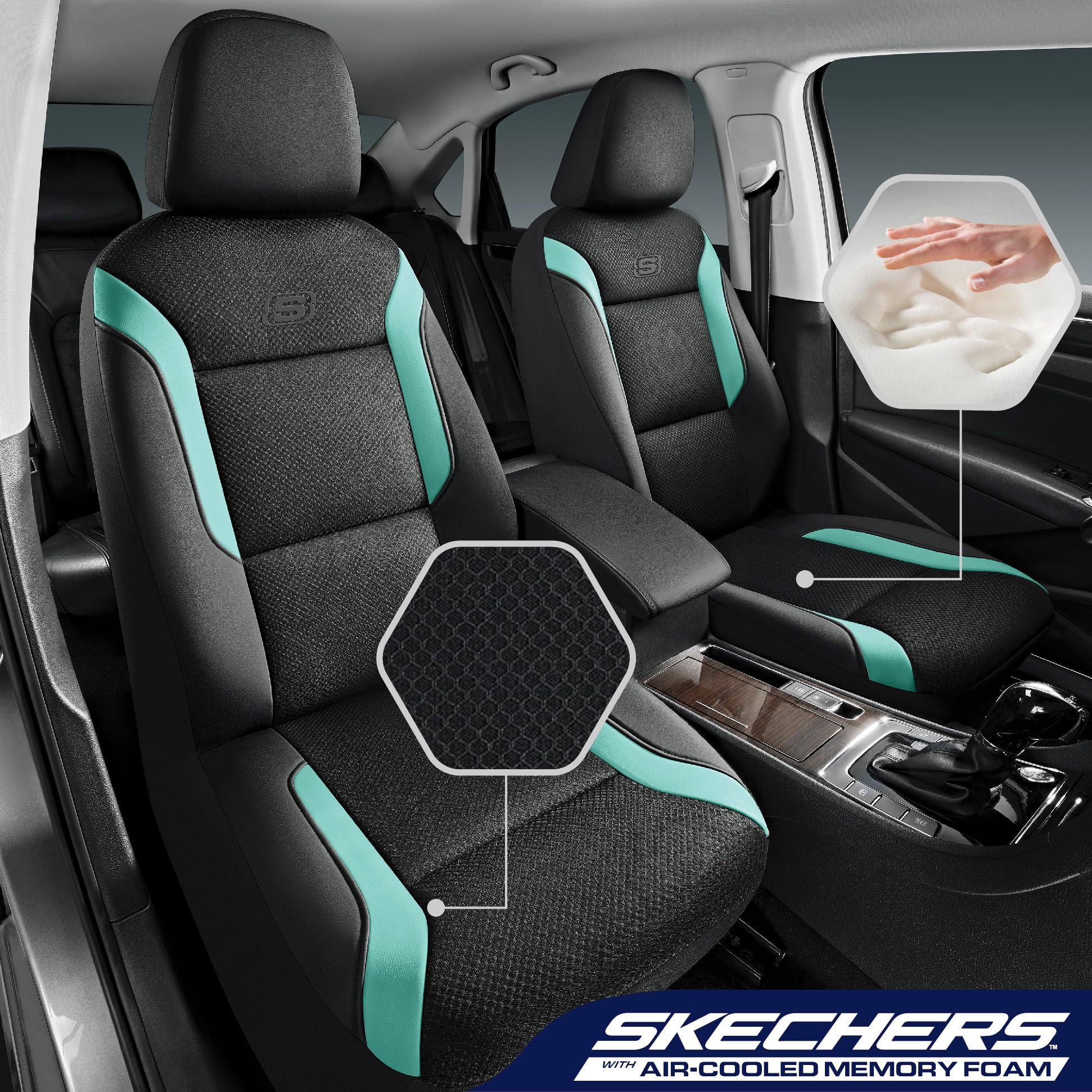 Skechers Memory Foam Car Seat Covers Air Cool Mesh Thick Seat Covers Car Seat Full Sets Airbag Compatible — view 2
