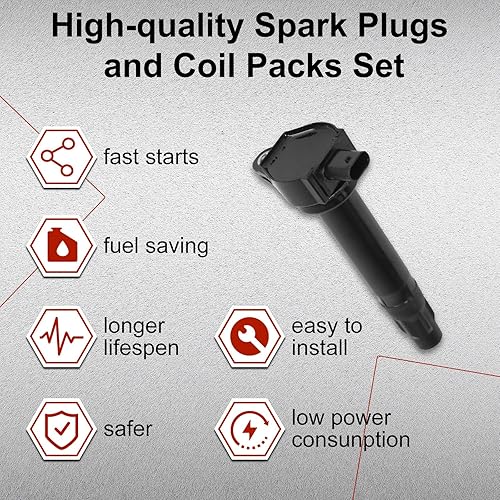 Miniatura 6 de yeedaky Paquete de 4 bobinas de encendido UF557 + 4 bujías de iridio ZFR5FGP para Dodge Journey Caliber y Jeep Compass Patriot L4 2L 2.4L Bobina de