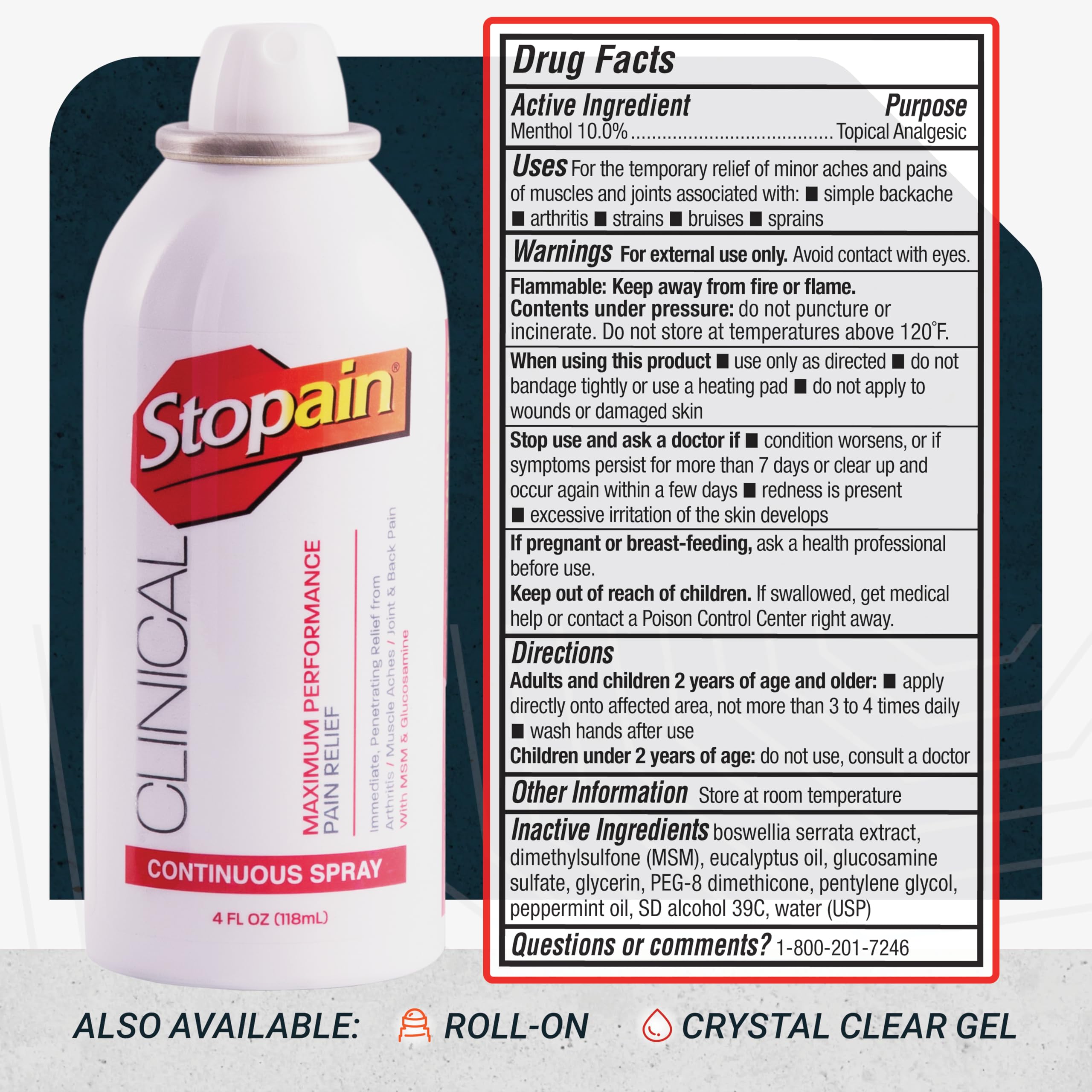 Stopain Clinical 10% Menthol Pain Relief Spray (4 oz), Professional Strength Topical Analgesic for Back, Knee, Joint and Arthritis Pain Relief, Made in USA — Amazon image 7