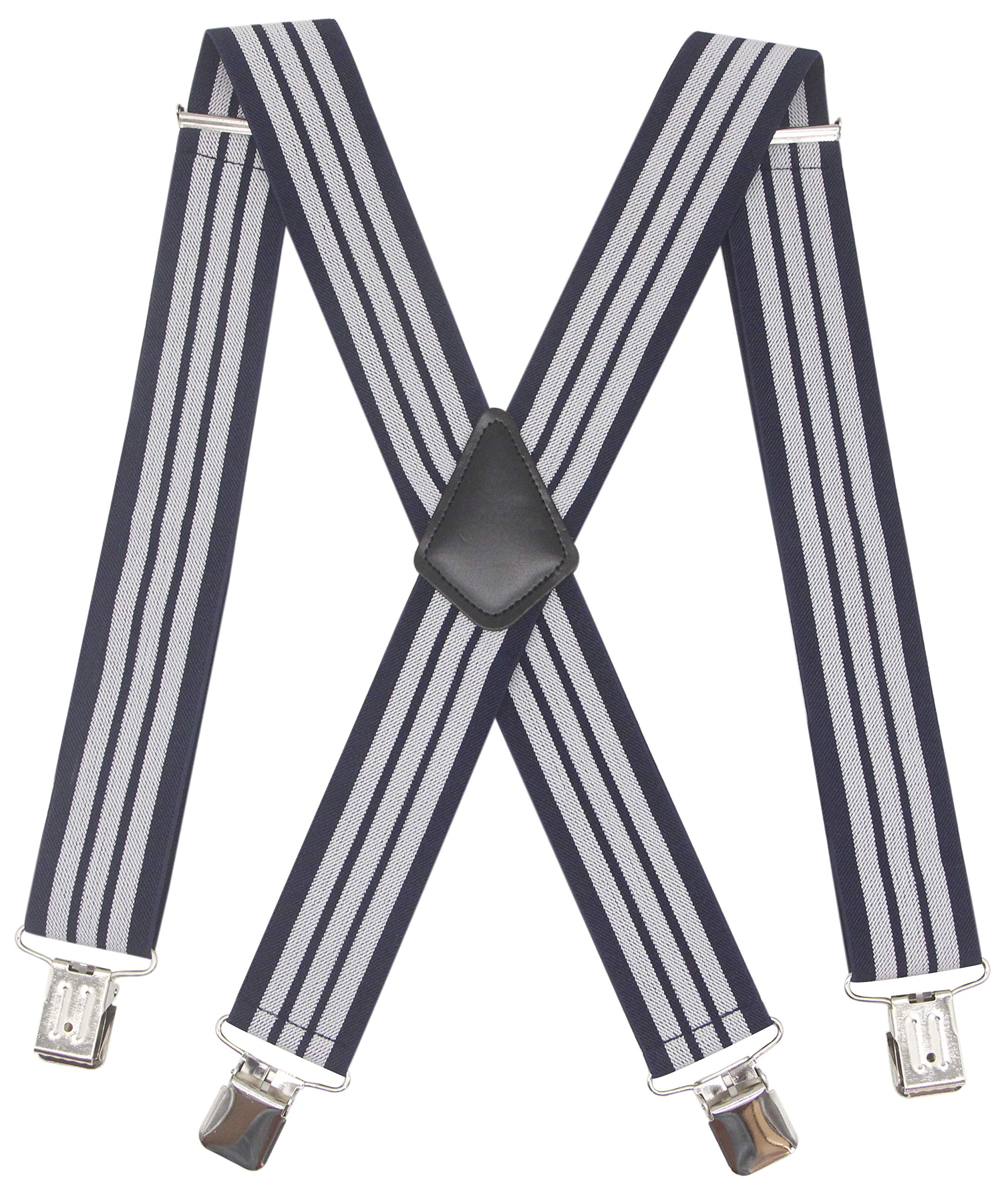 Mens 2 Inch Wide Suspenders Heavy Duty Strong Clips Adjustable Elastic Braces Big and Tall X-Back-image-32