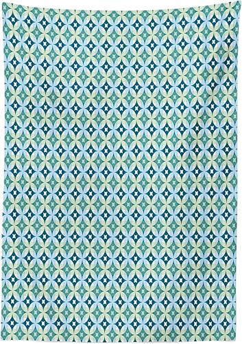 Miniatura 2 de Ambesonne Mantel de mediados de siglo, patrón de diamantes vintage con fondo de rombos geométricos celosía de círculos, mantel rectangular para