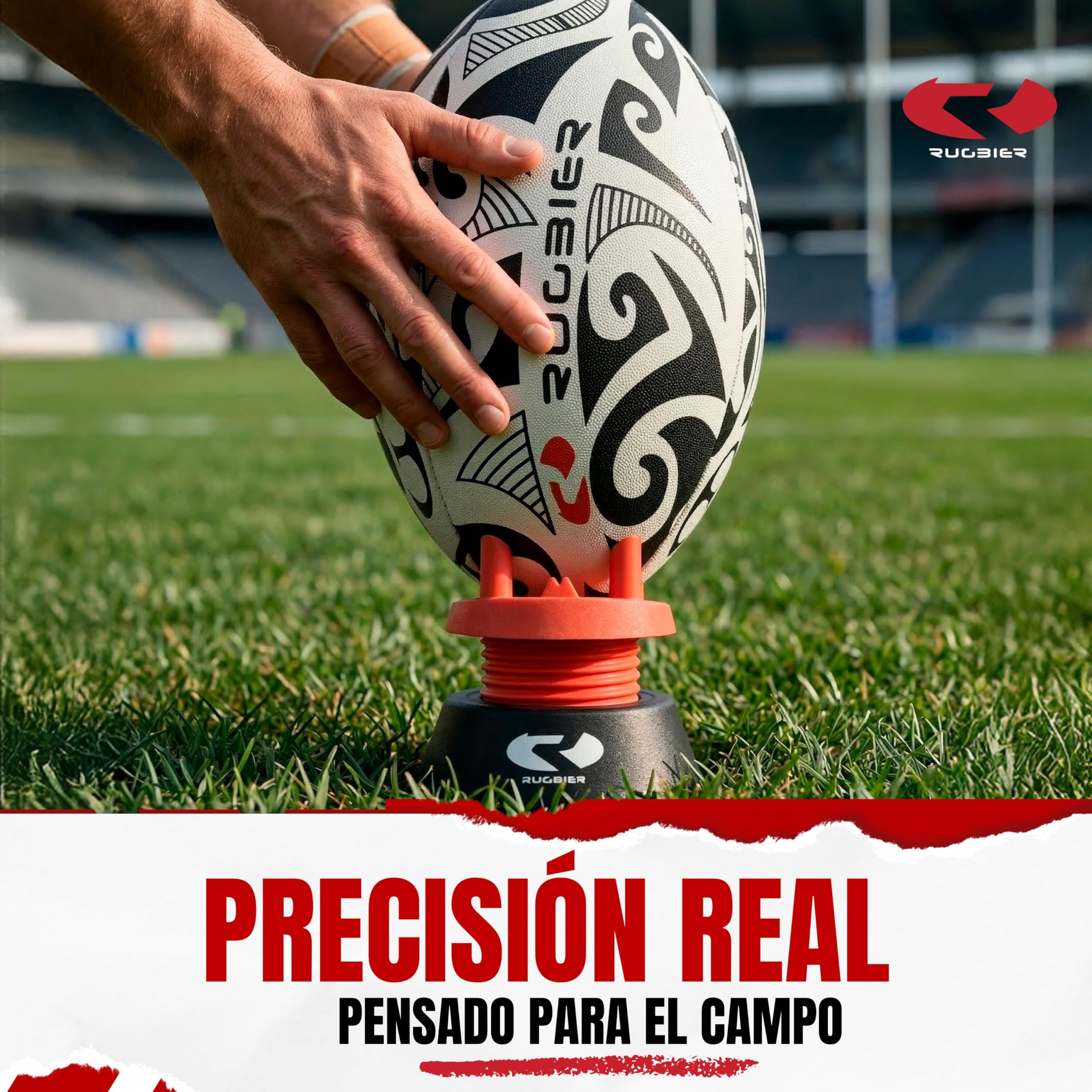 tee de Rugby Ajustable Profesional – Kicking tee Altura Regulable Patadas y Conversiones – Soporte Balón Rugby Alta Estabilidad – Accesorio Rugby Entrenamiento y Competición – Rojo/Negro