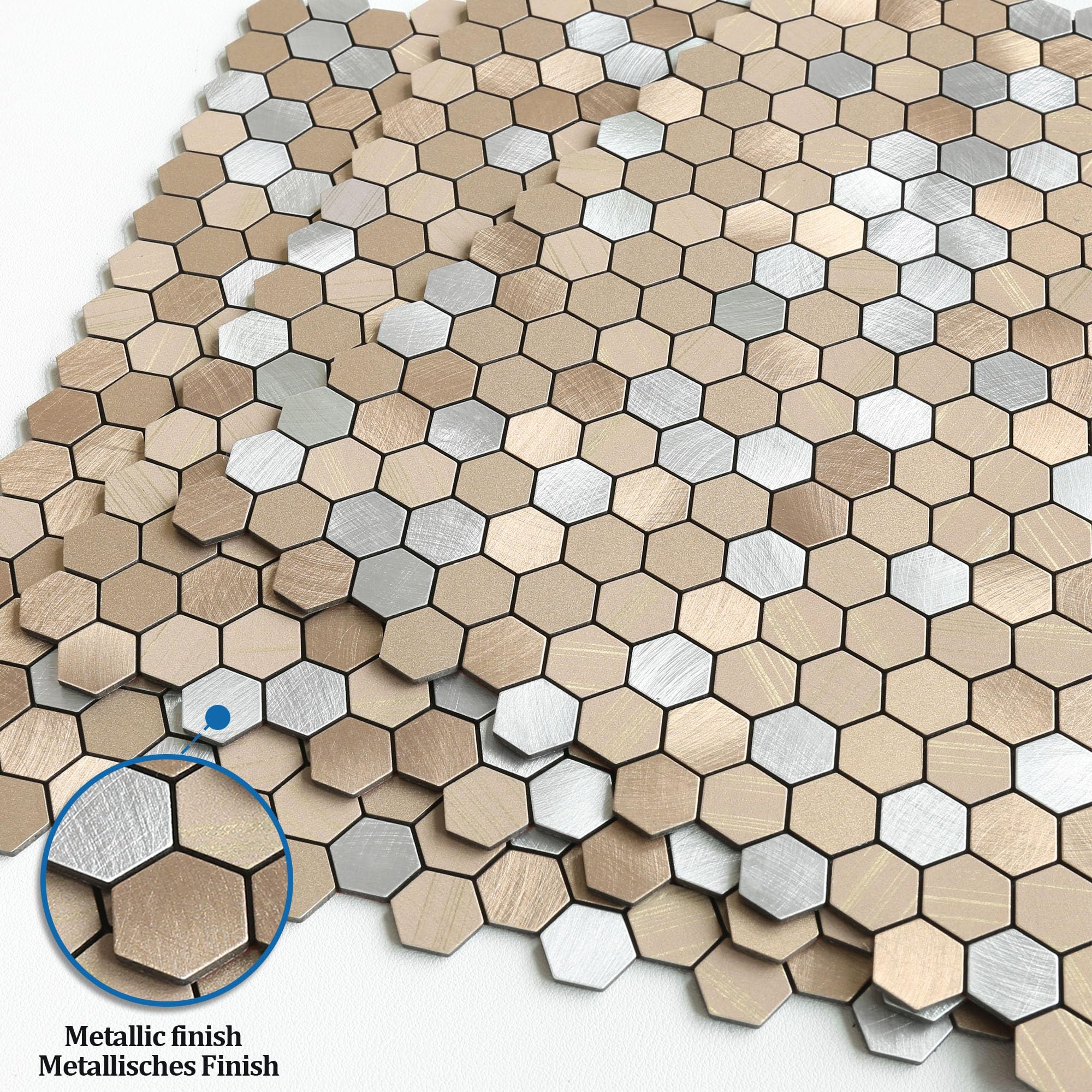 MOFIT Adesivo Piastrelle Esagonali Mosaico Cucina Marrone 10pezzi