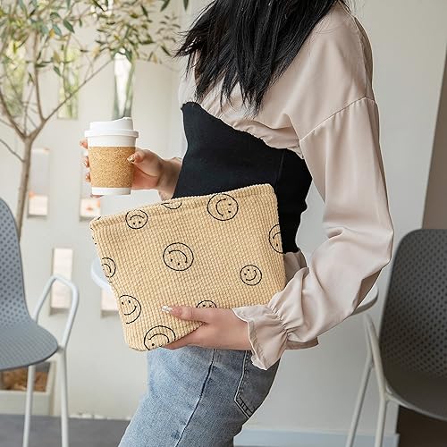 Miniatura 3 de Bolsa de maquillaje para mujer, bolsa de cosméticos de pana con diseño estético, bolsa de mano para damas, estuche para lápices para niñas, lindo