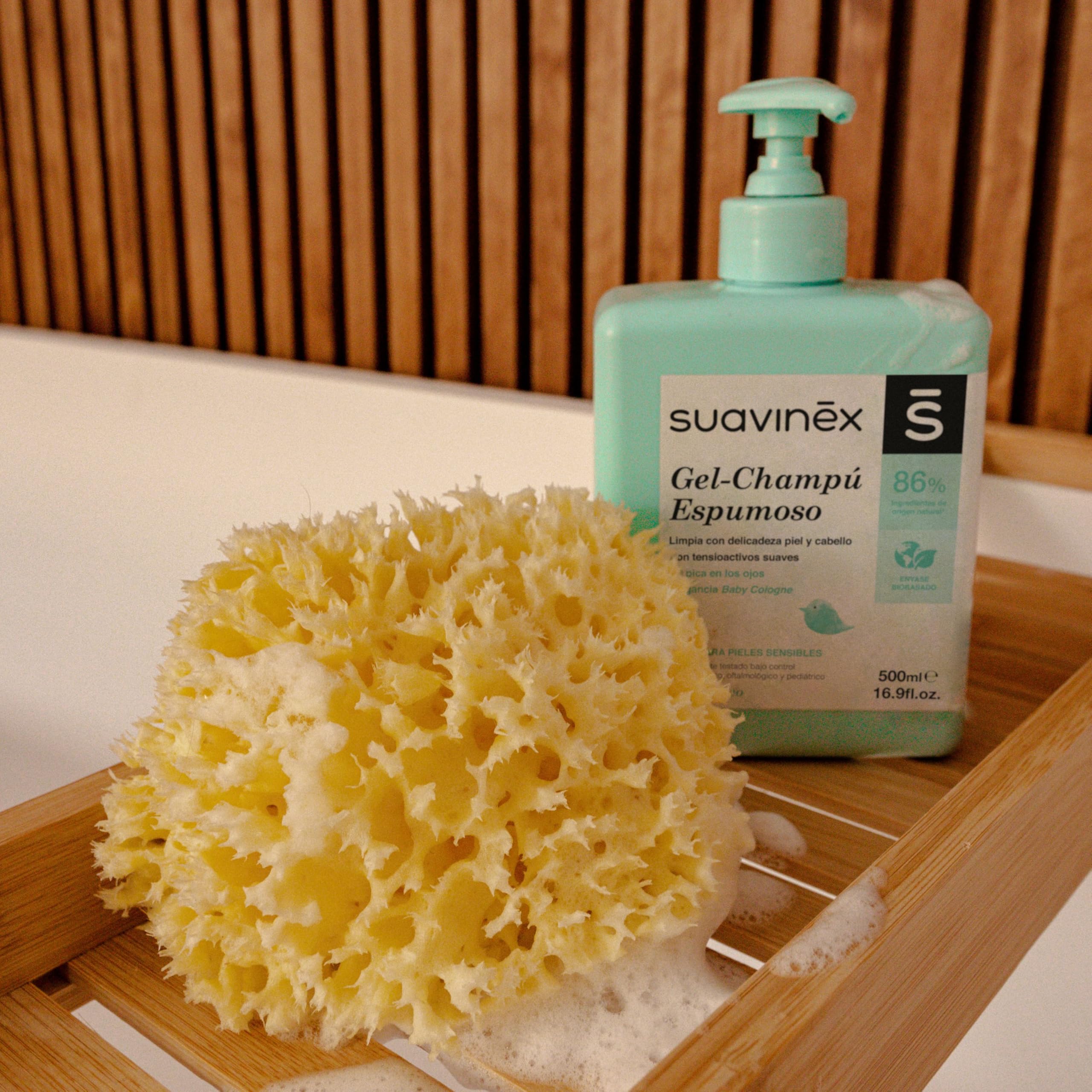 Suavinex, Lot 3 Éponges de Bain pour Bébés, Enfants et Nouveau-Nés, Naturelles de Mer, Douces, Grandes et Très Absorbantes, pour la Toilette Quotidienne et L'Hygiène du Bébé, +0 Mois