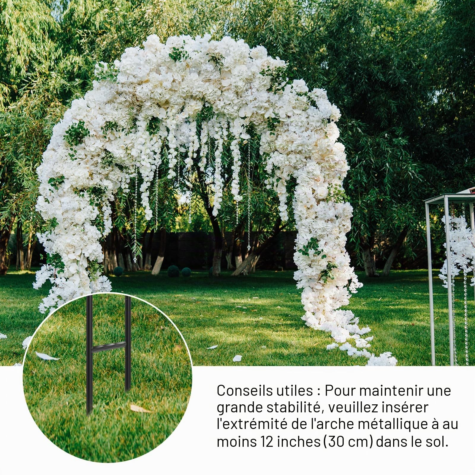 RUBFAC 1 Arche de Jardin en métal, décoration de Mariage et d'événement, Assemblage Libre, 2 Tailles pour diverses Plantes grimpantes, rosiers, vignes, décoration de fête de Mariage, Noir