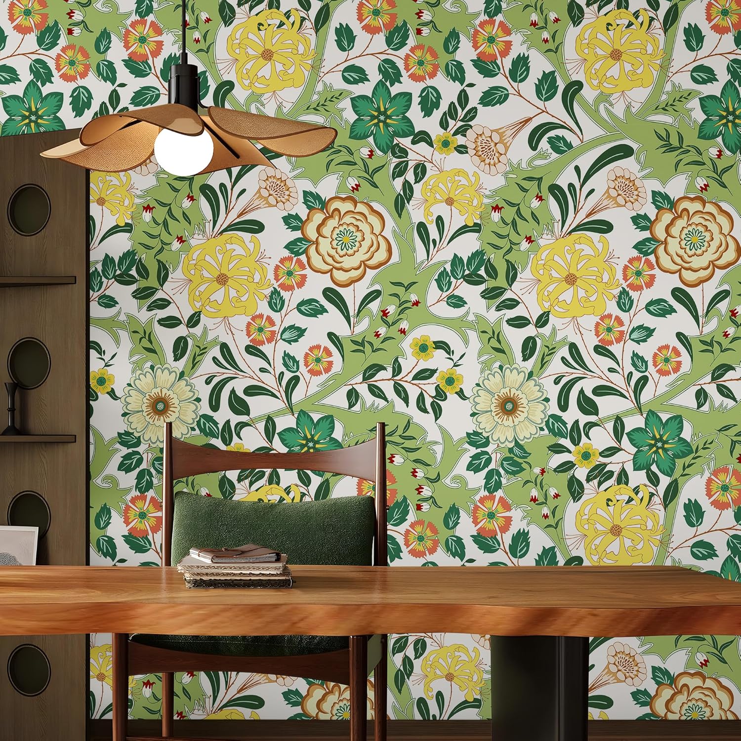 Peel and Stick Wallpaper for Home Decoration Kitchen Art Nouveau Window Flower Wallpaper Removable Vinyl Self Adhesive Shelf Paper & Drawer Liner Roll House, Workshop & Office 17.3" x 118" SM-575-3