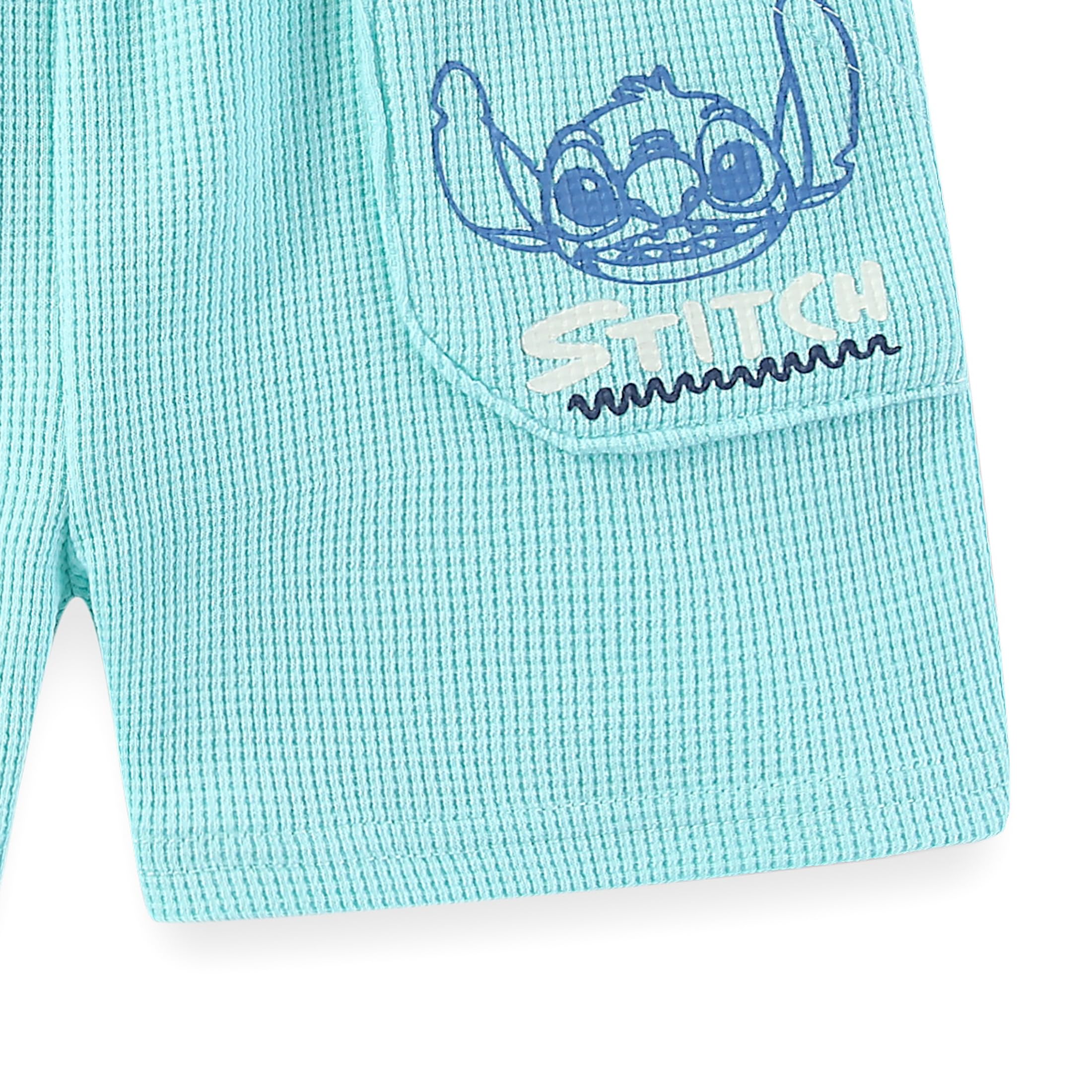 Disney Lilo & Stitch Set aus kurzärmeligem Hemd und Shorts für Babys, Waffelmuster