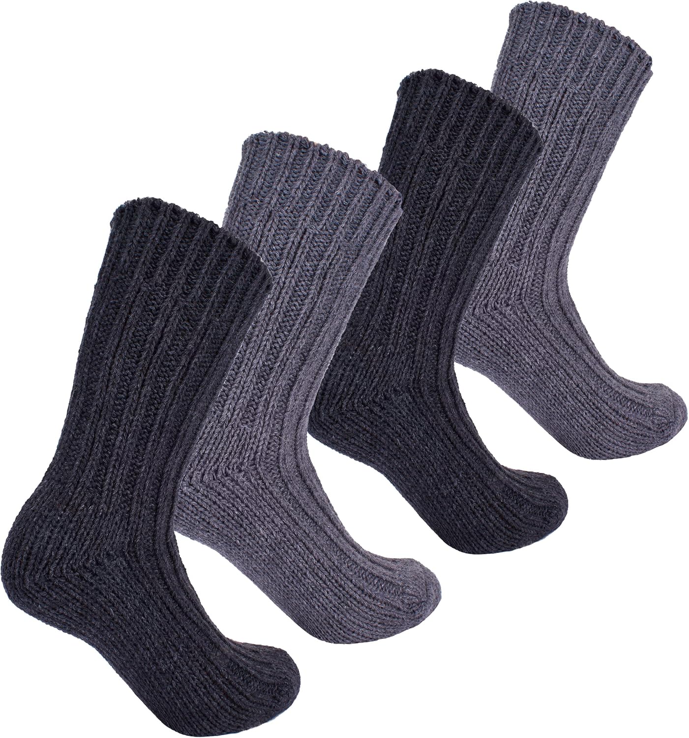 BRUBAKER Warm Alpaca Socks for Men or Women - 4 Pairs