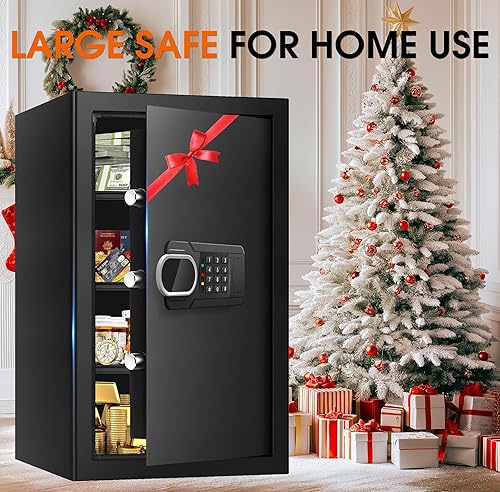 Miniatura 2 de 3.4 CUFT - Caja fuerte grande para el hogar, resistente al agua y al fuego, segura para el hogar con teclado electrónico y llave de repuesto,