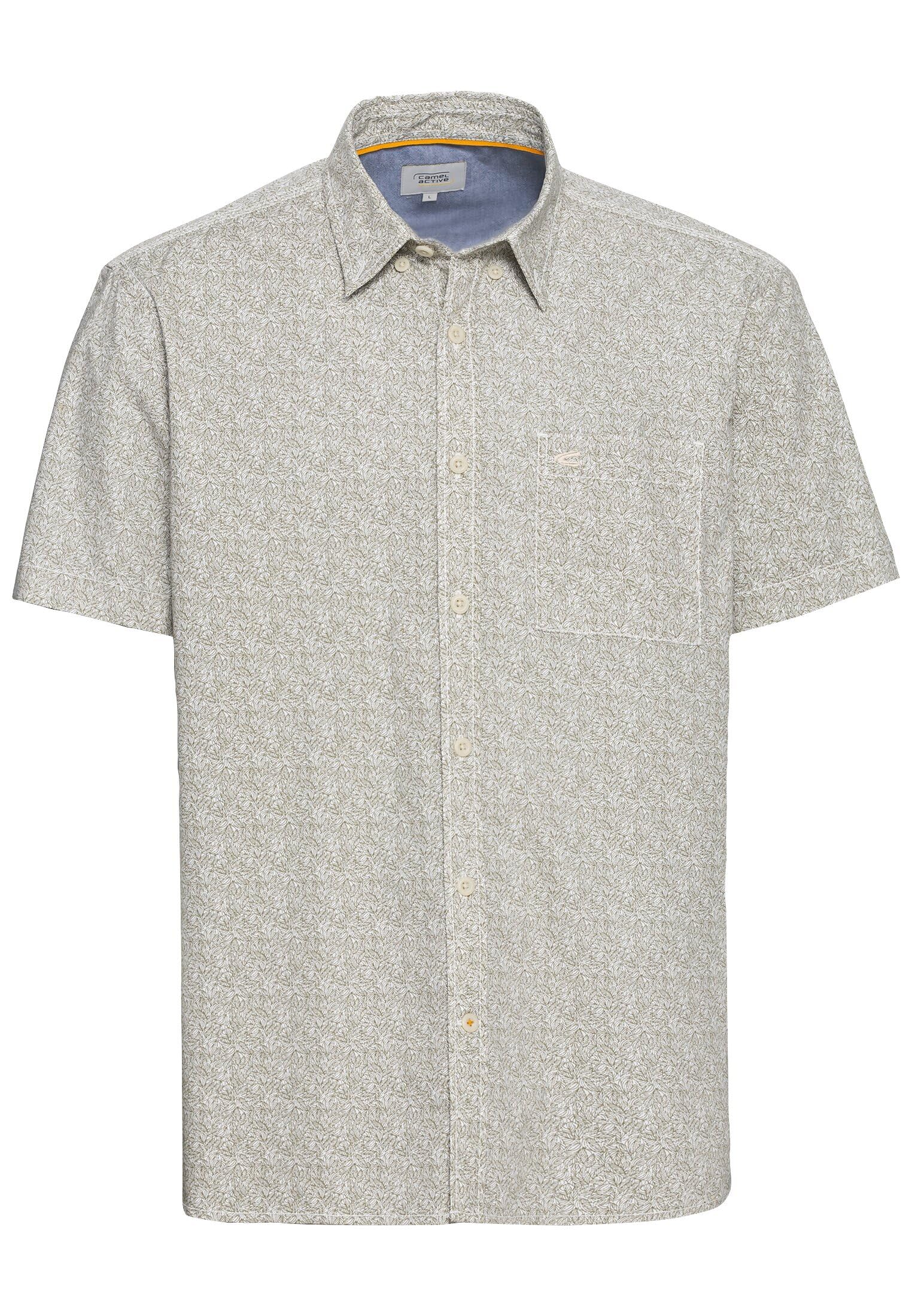 camel active Men's Pure Cotton Short Sleeve Shirt, khaki, S