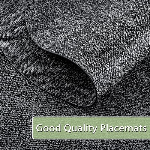 Miniatura 2 de Juego de 6 manteles individuales para mesa de comedor, antideslizantes, resistentes al calor, ovalados de cuero, de doble capa, impermeables,