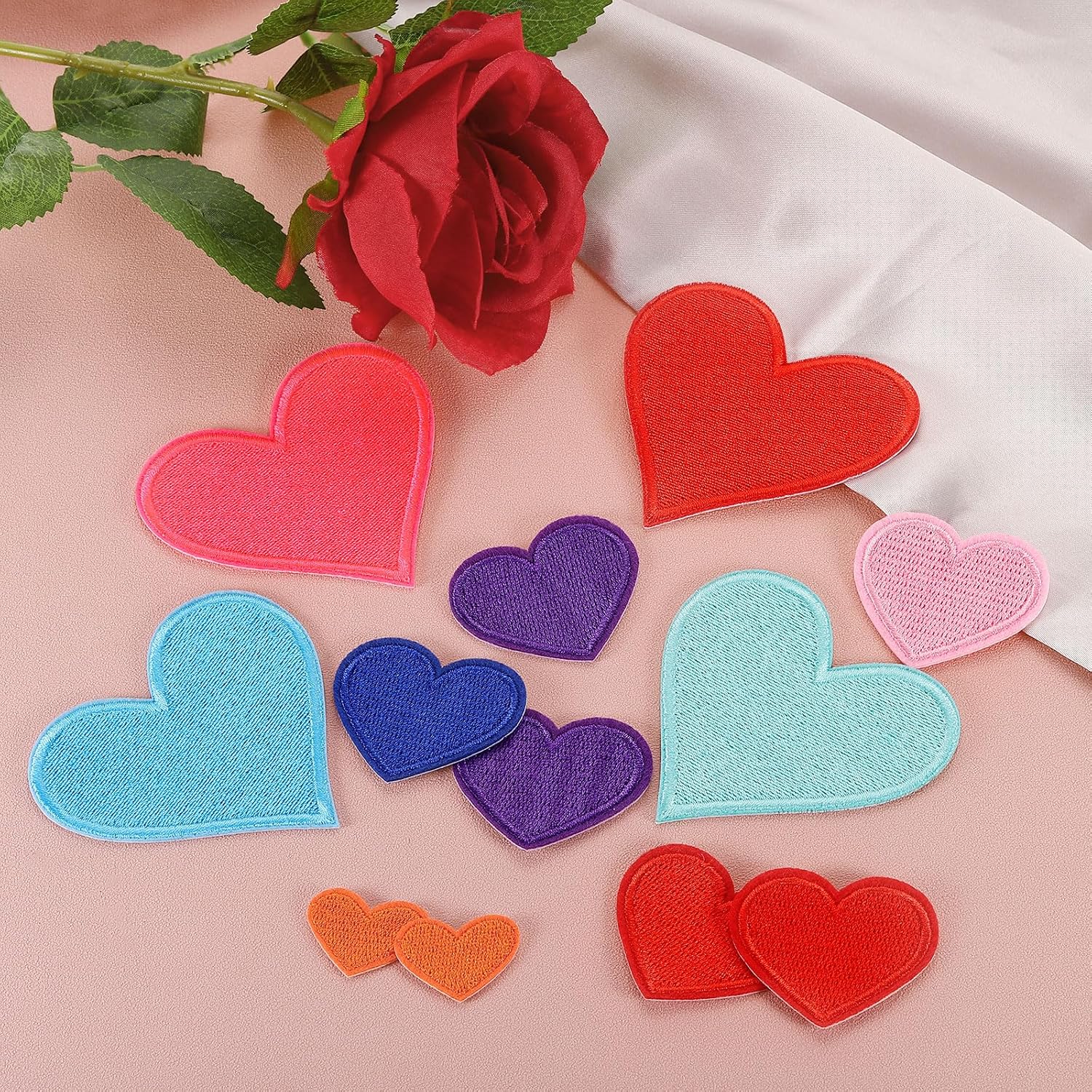 uxcell 16Pcs Iron on Heart Patches, Sew on Small Heart Embroidered Patches, Decorative Repair Patch Applique for DIY Crafts Backpacks Bags Hats Clothes, 40mm Sky Blue image 5
