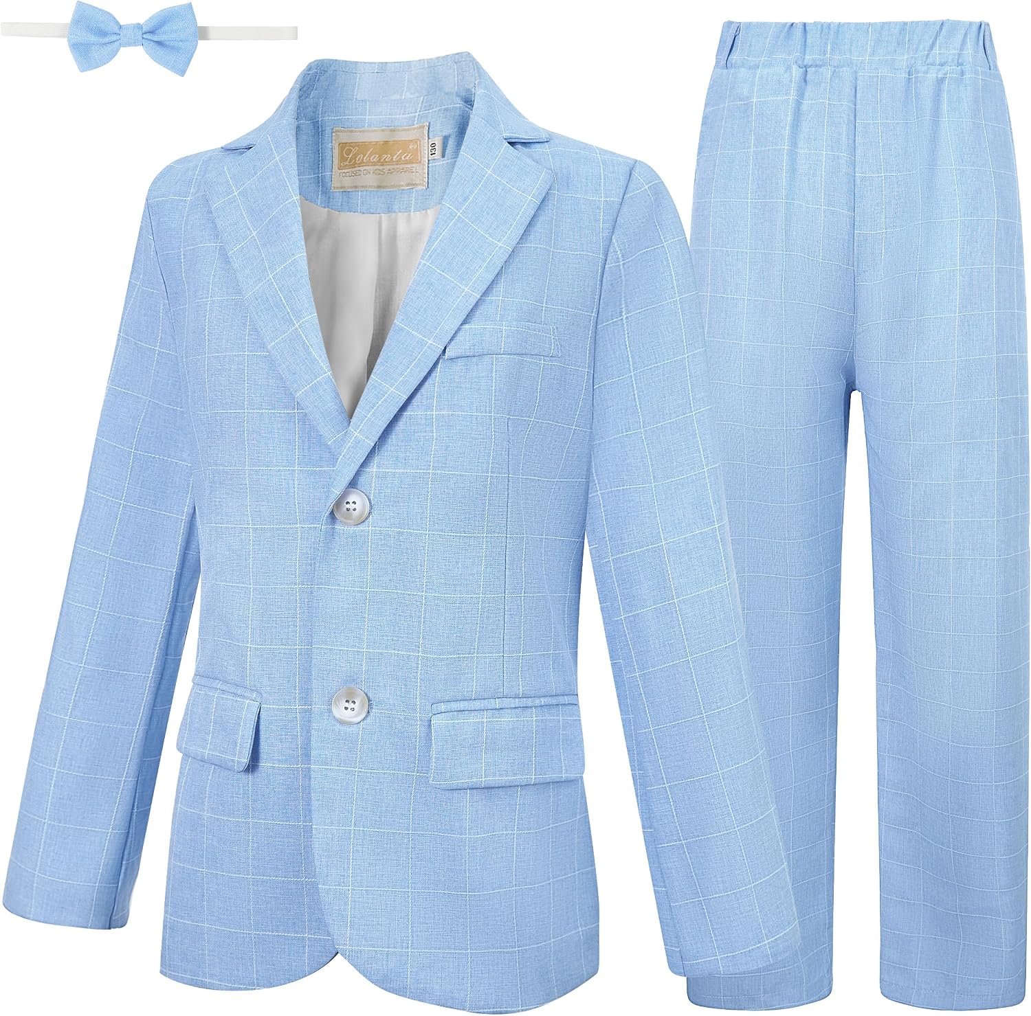 LOLANTA Boys Suit Wedding Ring Bearer Outfit Kids Suit Set, Blazer Pants Bow Tie Dress Clothes Formal Wear