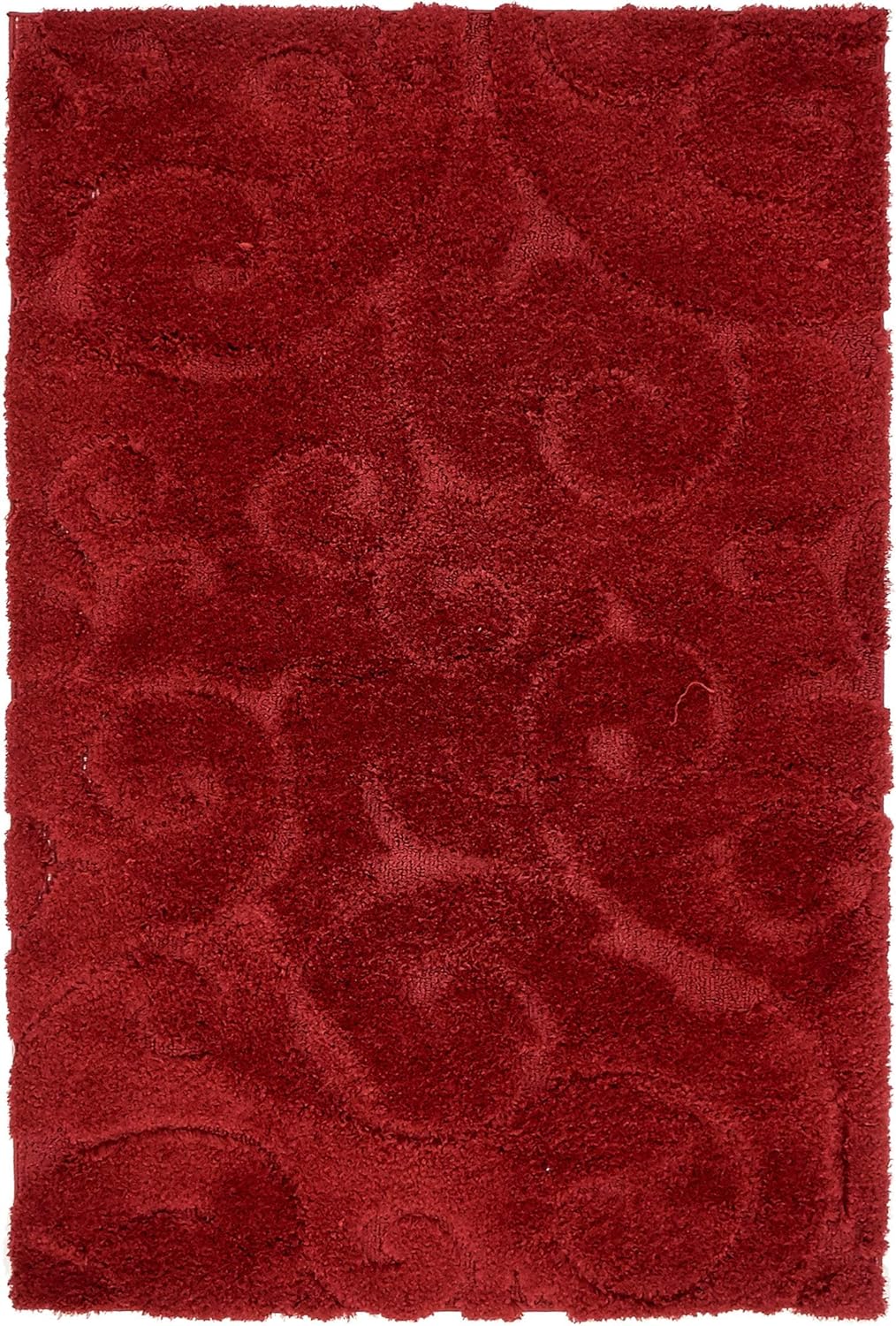 Rugs.com Botanical Shag Collection Rug – 4' x 6' Red Shag Rug Perfect for Living Rooms, Large Dining Rooms, Open Floorplans