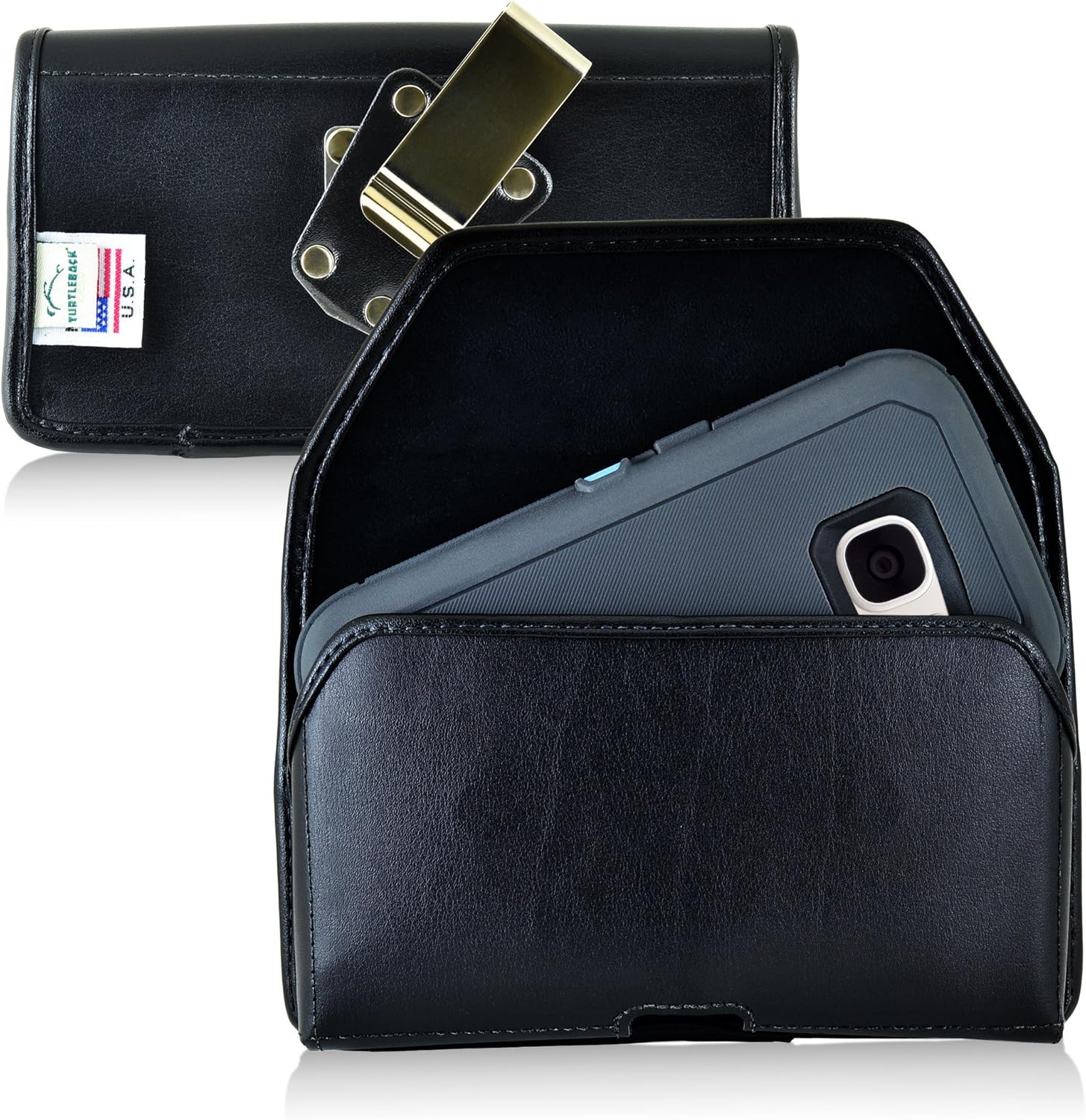 Turtleback Belt Clip Case Made for Samsung Galaxy S7 with OB Defender Case Black Holster Nylon Pouch with Heavy Duty Rotating Belt Clip Horizontal