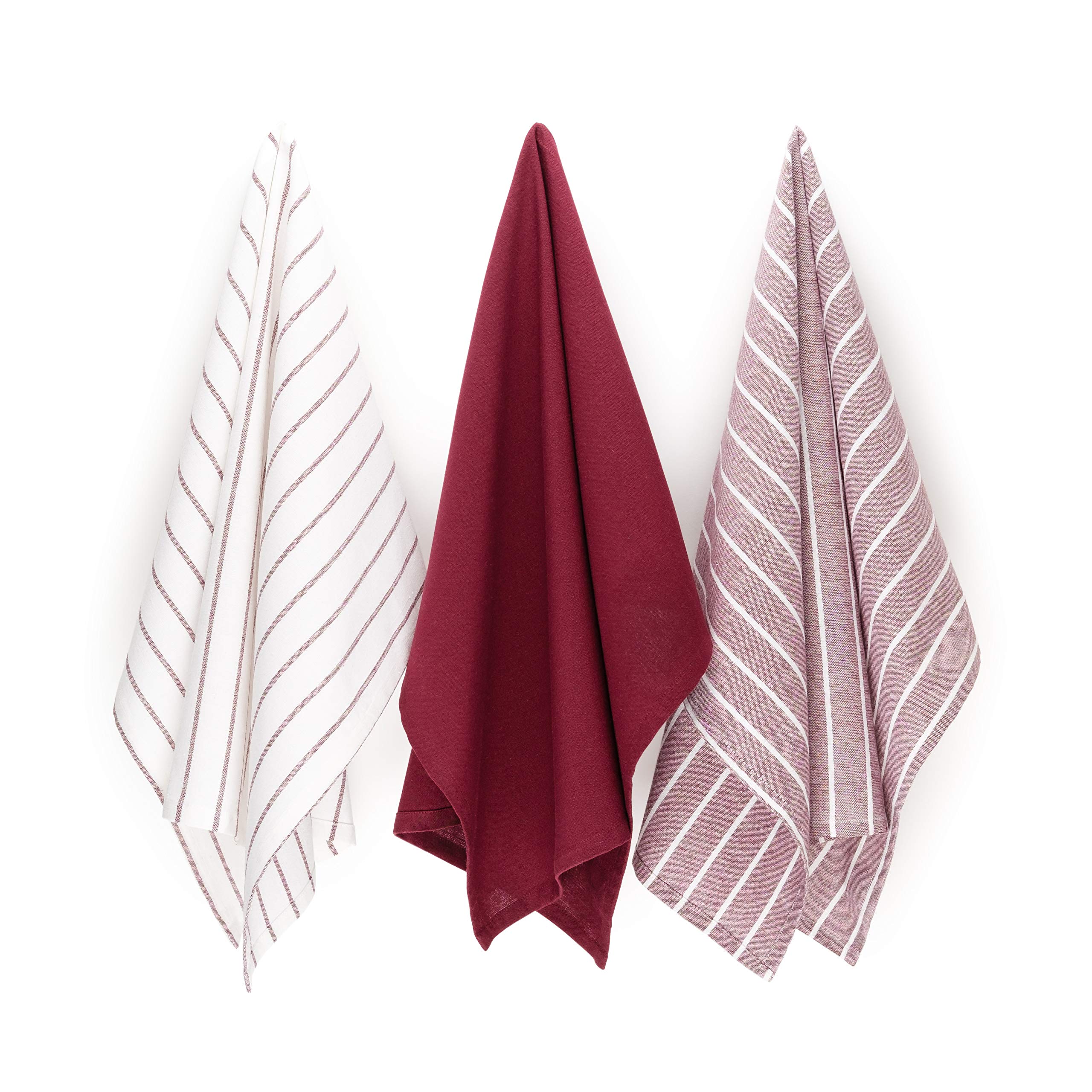 DaWo 3er-Set Geschirrtücher/Küchentücher aus 100% Baumwolle in Bordeaux mit Aufhänger | Öko-Tex Standard | weitere Farben erhältlich | 50x70 cm | stark mit 200g/m2 (Bordeaux)