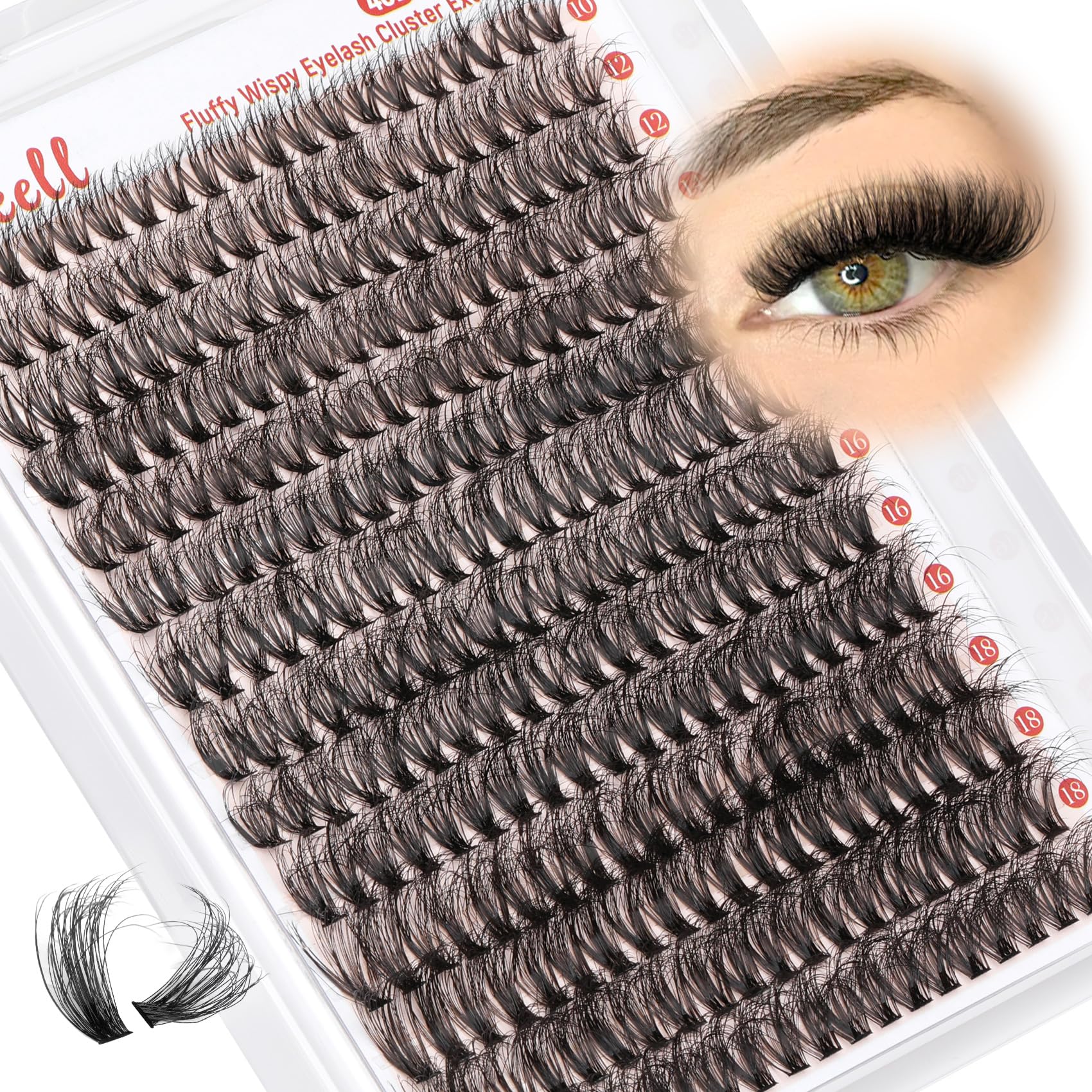 Wispy Lash Clusters 40D Eyelash Clusters 10-18MM Eyelashes Cluster Eyelash Extensions Fluffy Individual lashes DD Curl Natural Lash Clusters Extension by Pleell