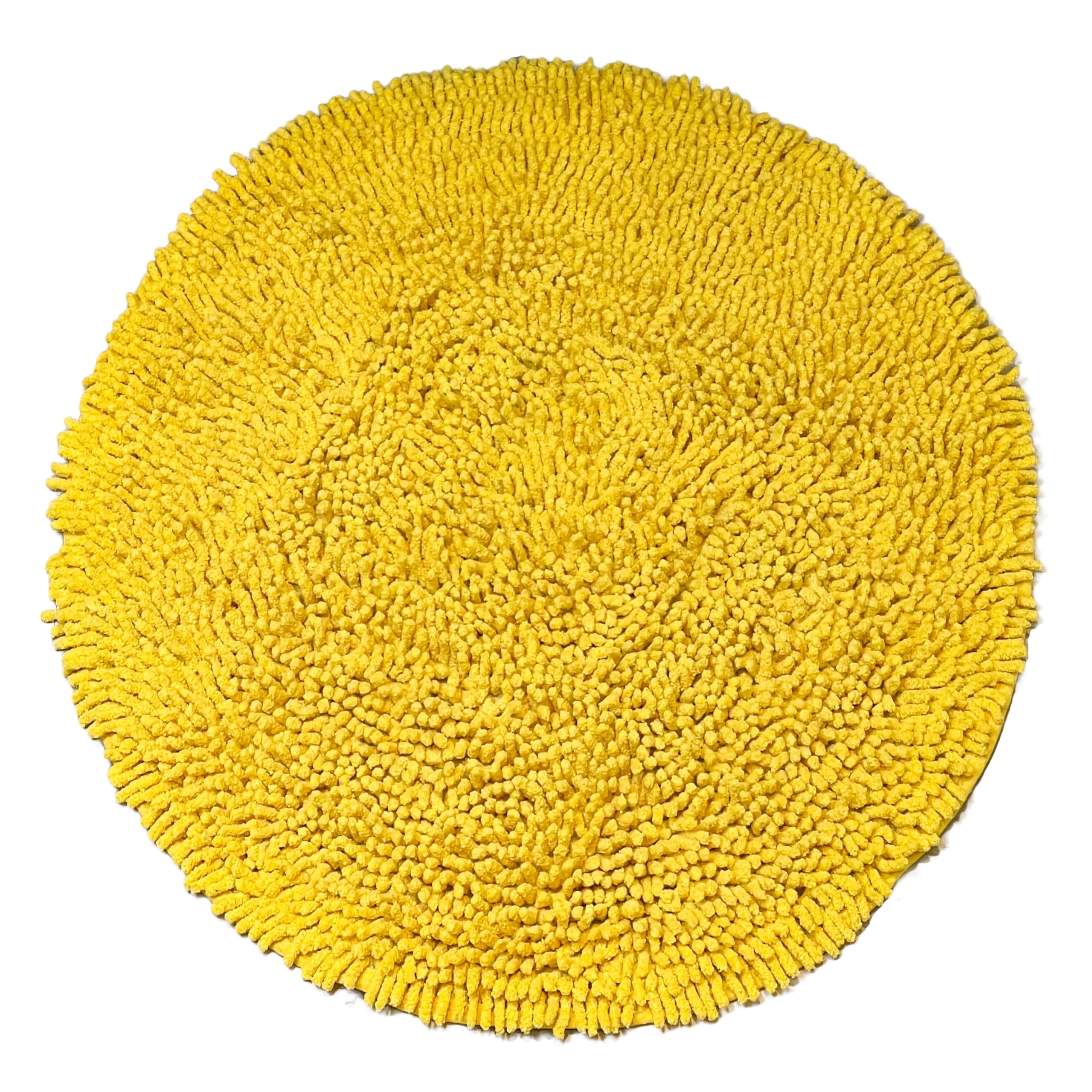 Chardin home Yellow Round Bath Mat | 2 feet Boho Bathroom Rug | Also Perfect for Kids Rooms, Nurseries, Bedside, dorms, Half Baths and Powder Rooms |