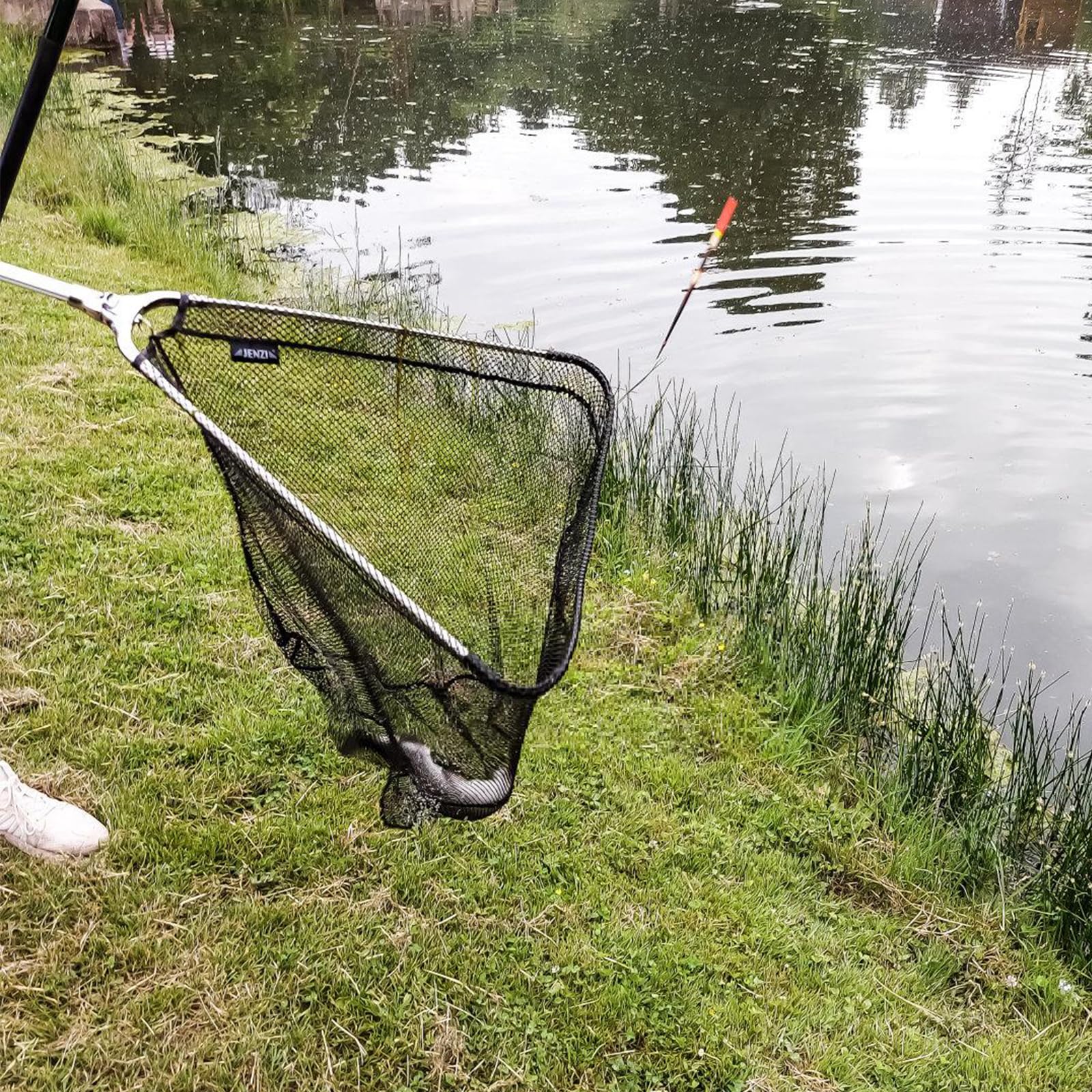 Retino da pesca, 130 cm, pieghevole, telescopico, con custodia, lunghezza regolabile, rete da pesca in nylon intrecciato resistente, accessorio da pesca per adulti