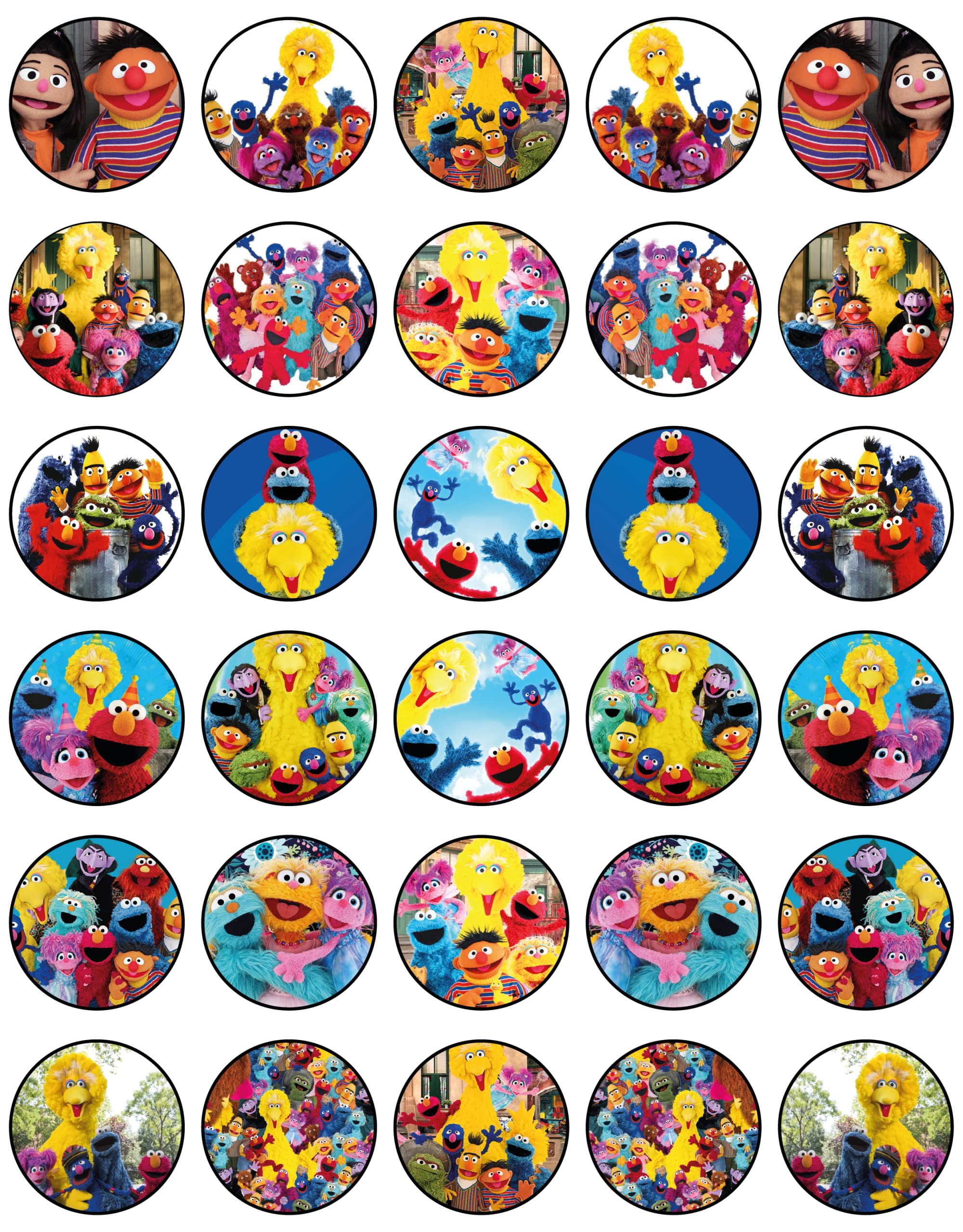 Buy 30x Edible Cupcake Toppers Themed of Sesame Street Collection of Edible Cake Decorations
