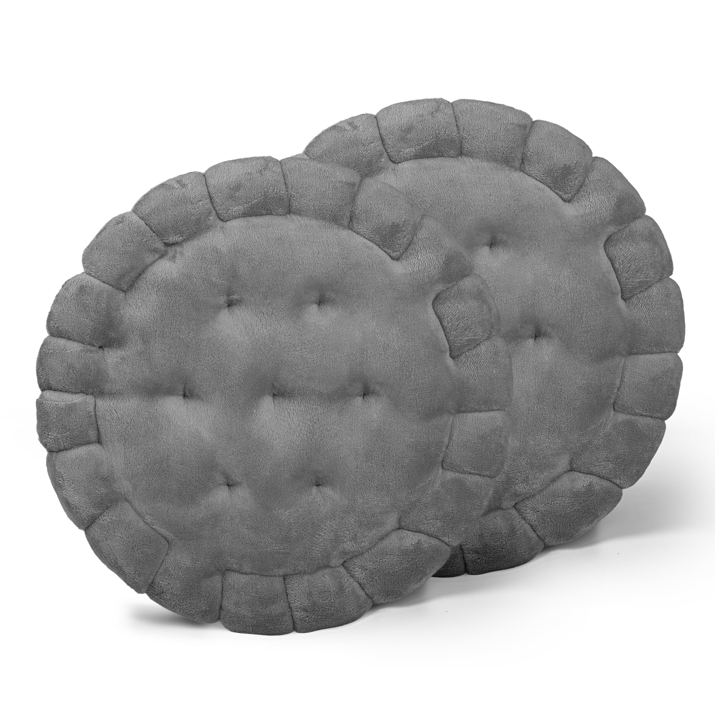 BESCH Cojines para Silla Redondos Forma de Galleta 40cmØ - Cojín de Asiento Suave y Cómoda, Ideal para Decoración de Hogar y Terraza (Redondo Gris, Pack 2)