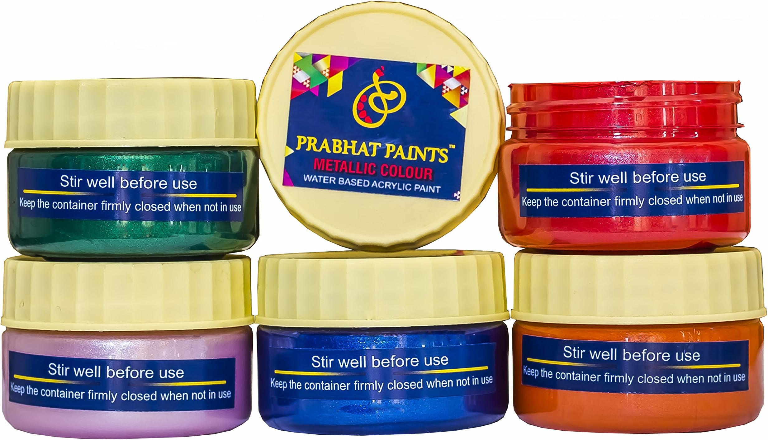 Prabhat Paints Water Based 5 Piece Water Based Metallic/Pearl Colours - 50 gm Each