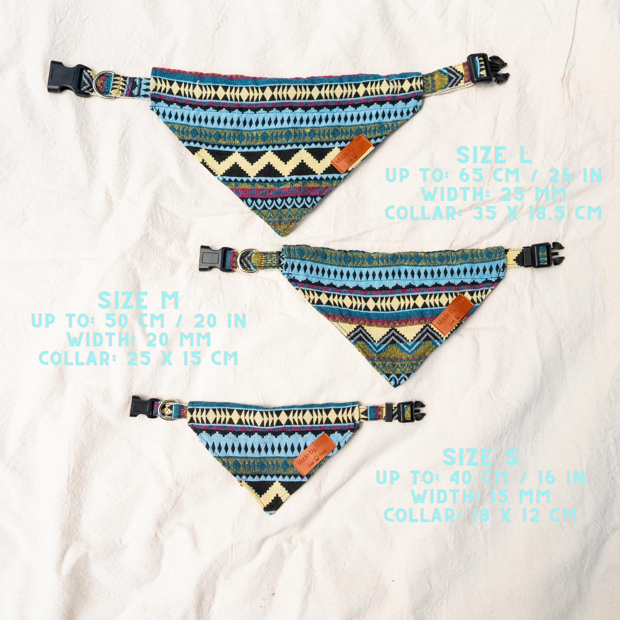 Made by Nami Foulard per cani Boho in varie dimensioni per cani di piccola e grande taglia (Blu, M)