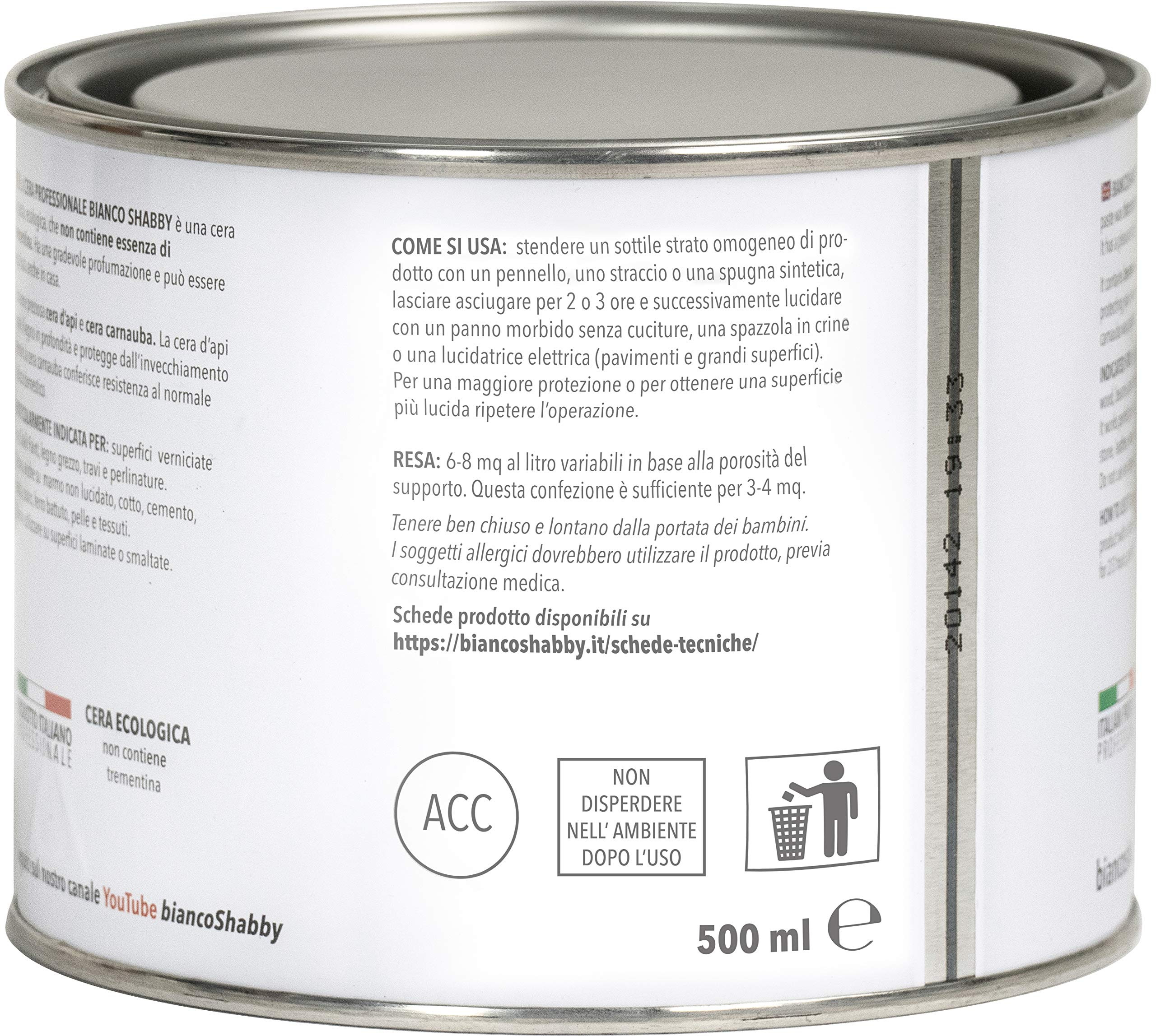 bianco Shabby Cera profesional transparente para decoración y restauración con cera de abeja y cera carnauba (500 ml) - 4