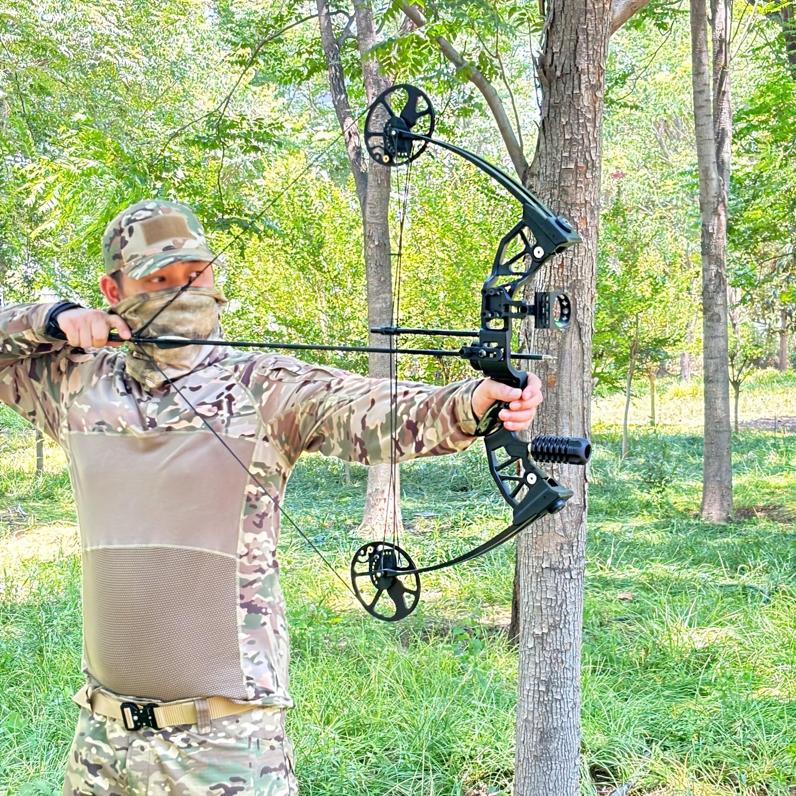 Compoundbogen-Set, 9-31,8 kg Zuggewicht verstellbar, 48,3 cm - 76,2 cm Ziehlänge, Jagd-Compound-Bögen-Set für Erwachsene, Anfänger, Outdoor-Shooting, rechte Hand