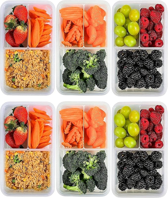 Bento Box Meal Prep Containers (6 CONTAINERS, 39 oz