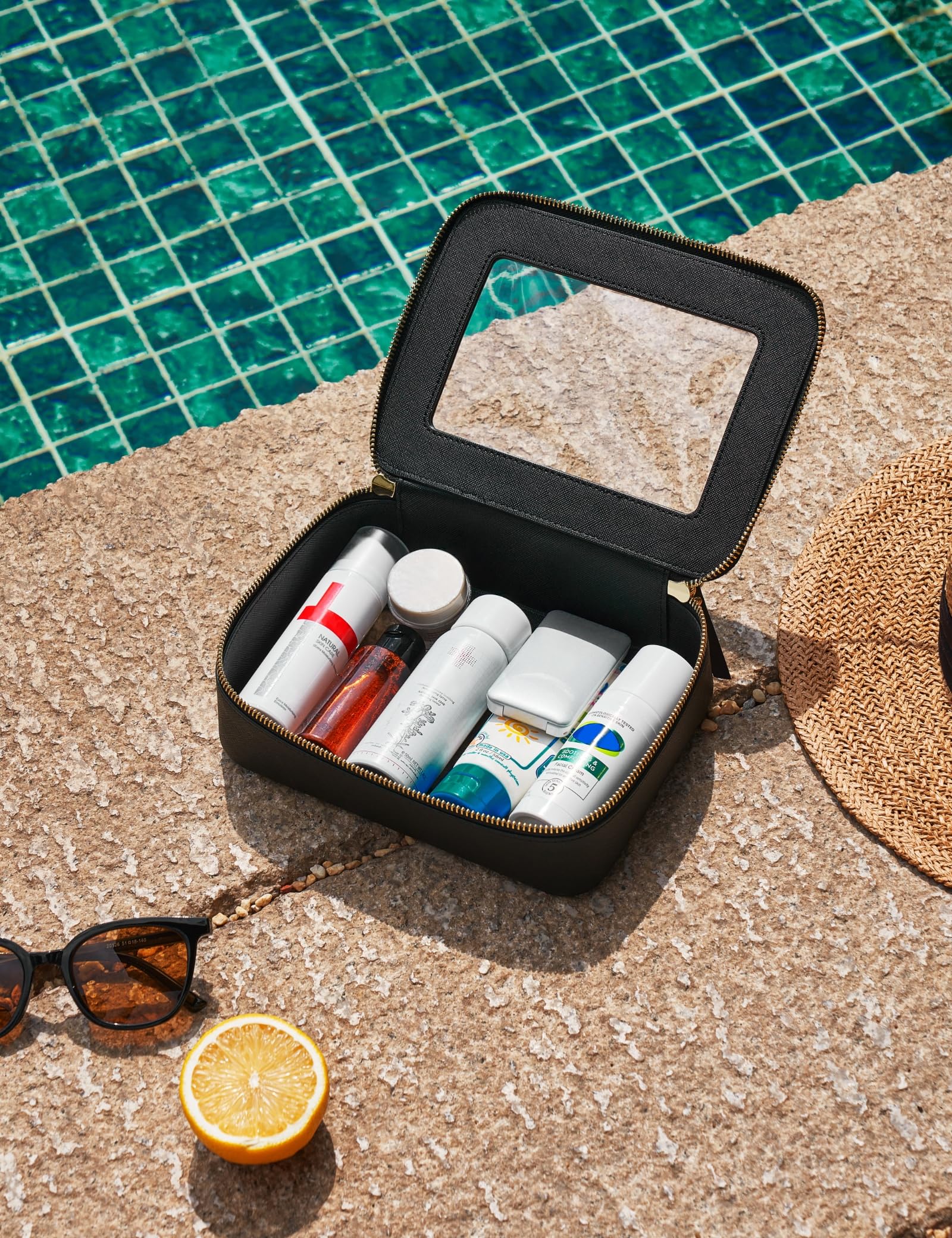Popvibe Transparente Make-up-Tasche, Reise-Kosmetiktasche, transparenter Kulturbeutel mit Reißverschluss, tragbarer Make-up-Organizer, Reisen, kompakte Autotasche für wichtige Dinge