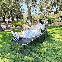 Vista 7 de KingCamp Sillón plegable para patio exterior, ajustable, 5 posiciones, tumbona plegable reclinable con almohada, para patio, piscina, playa, tomar