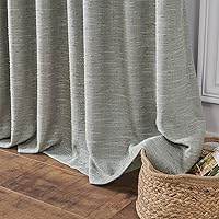 Vista 4 de Cortinas semitransparentes con textura de lino natural gris para sala de estar/dormitorio, con pestaña trasera, 2 paneles, 40 pulgadas de ancho x 84