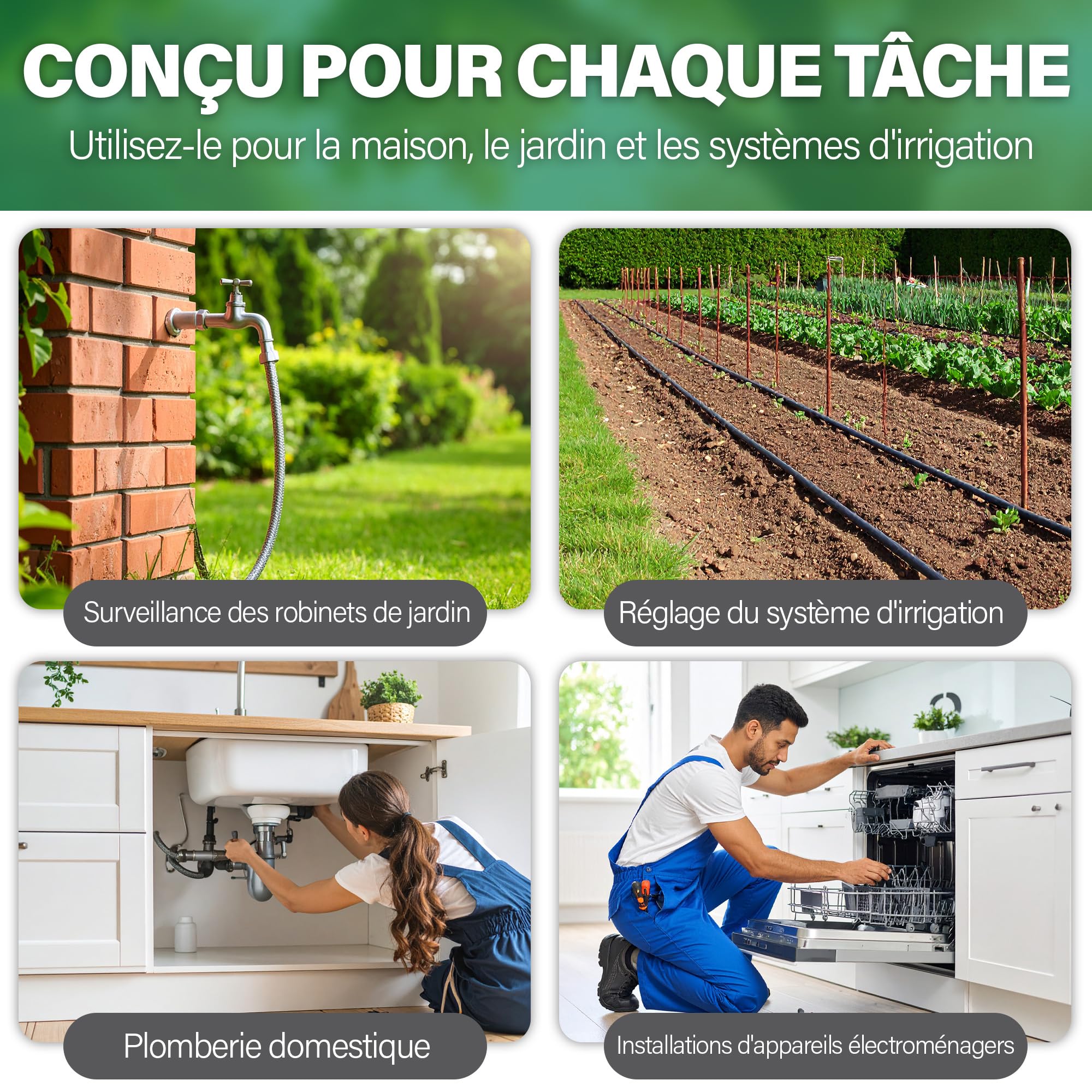 Manomètre de pression d'eau réseau 0-11 bar 0-160 PSI avec connecteur pour robinet de tuyau