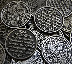 Set of 10 Celtic Cross Irish Blessing Pocket Token Coins