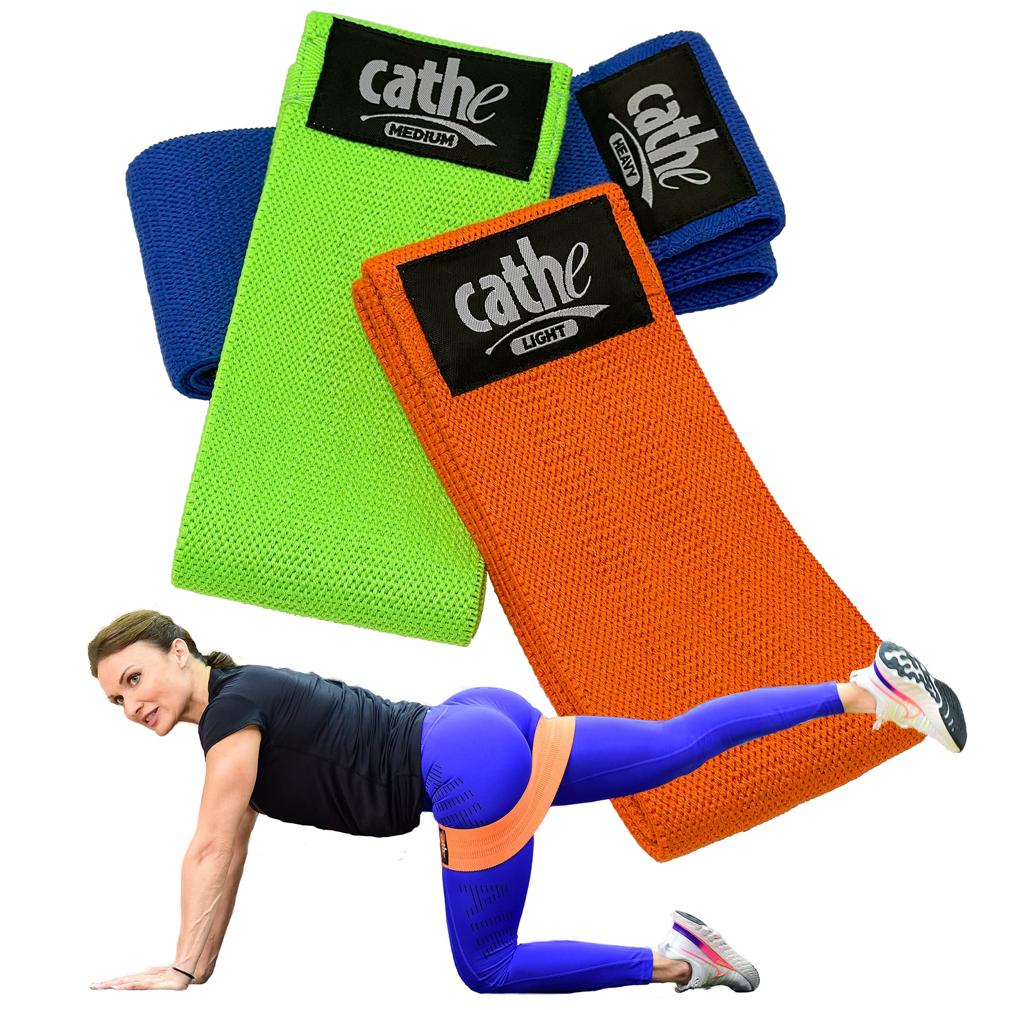Cathe Boss Loops Set Take Them Anywhere - Includes Set of 3 Fabric Booty Bands with Travel Carry