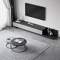 Vista 8 de homary Soporte de TV extensible y mesa auxiliar anidable, centro de entretenimiento moderno de 2 piezas con cajones para sala de estar
