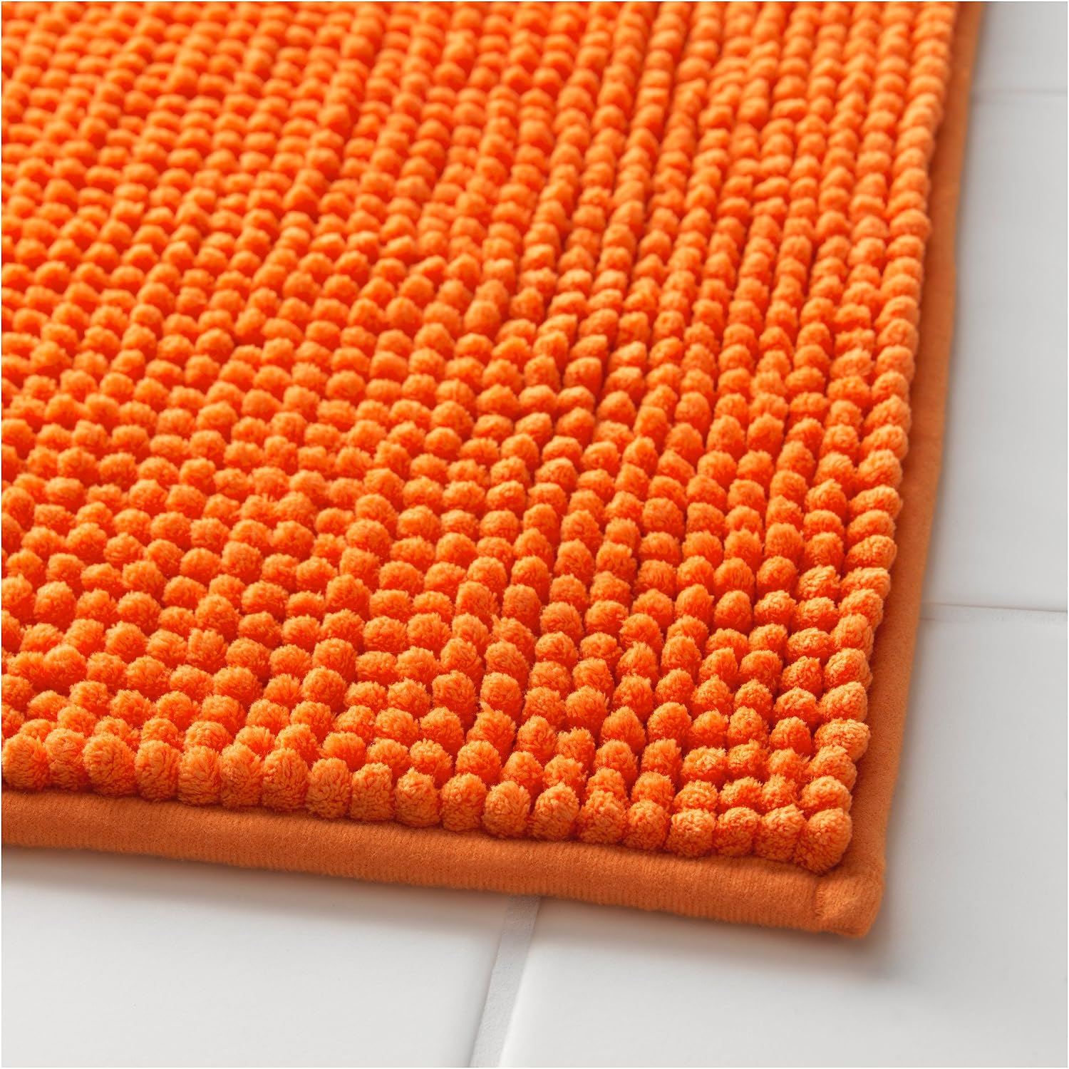 TOFTBO Bath mat, orange, 60x90 cm, Ultra soft, absorbent and quick to dry since it's made of microfibre.
