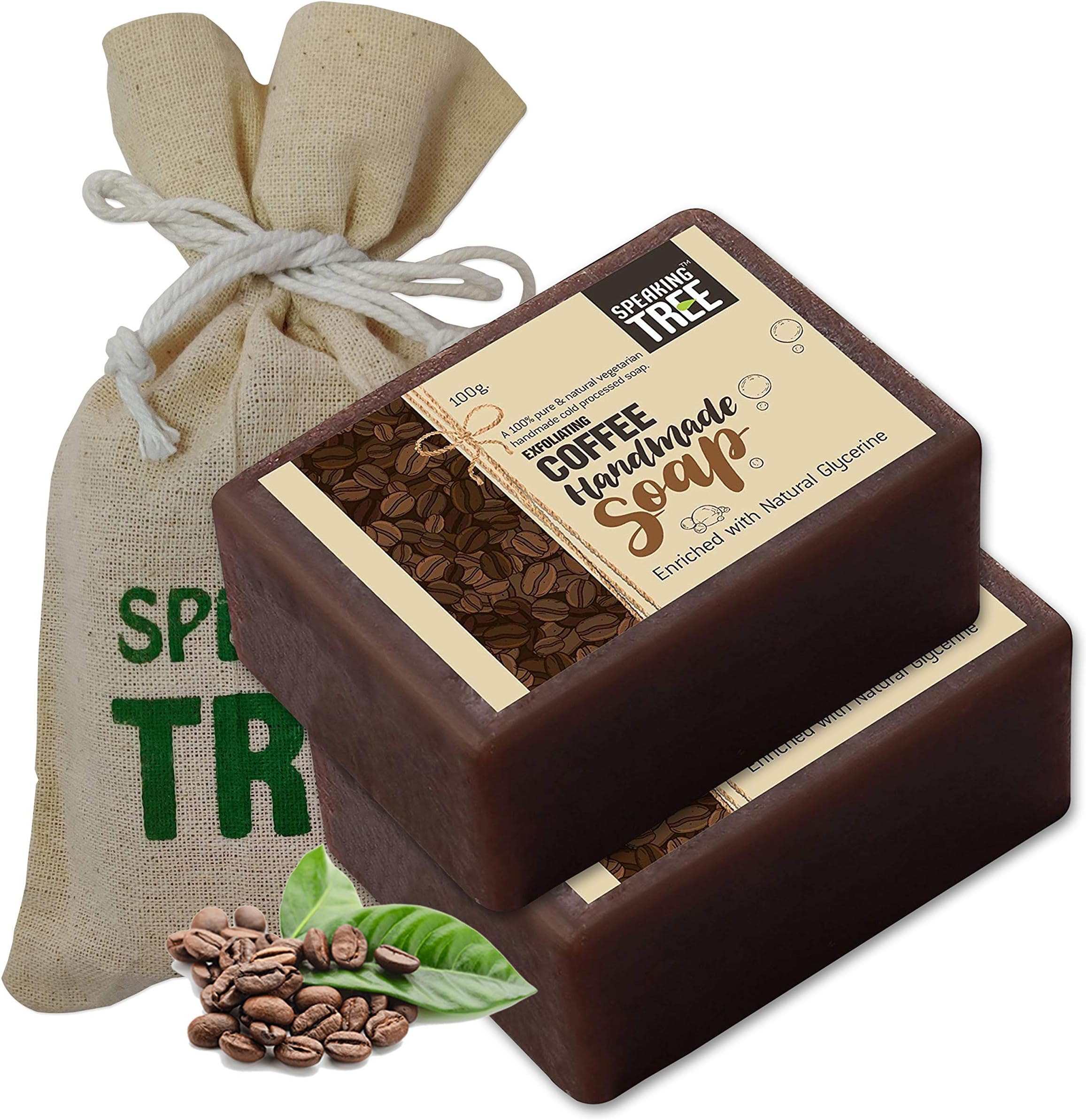 Speaking Tree Exfoliating Coffee Handmade Soap 100Gms (Pack Of 2) | Specially Formulated And Cold Processed All Natural Ingredients For Perfectly Clean Skin - Handmade With Love