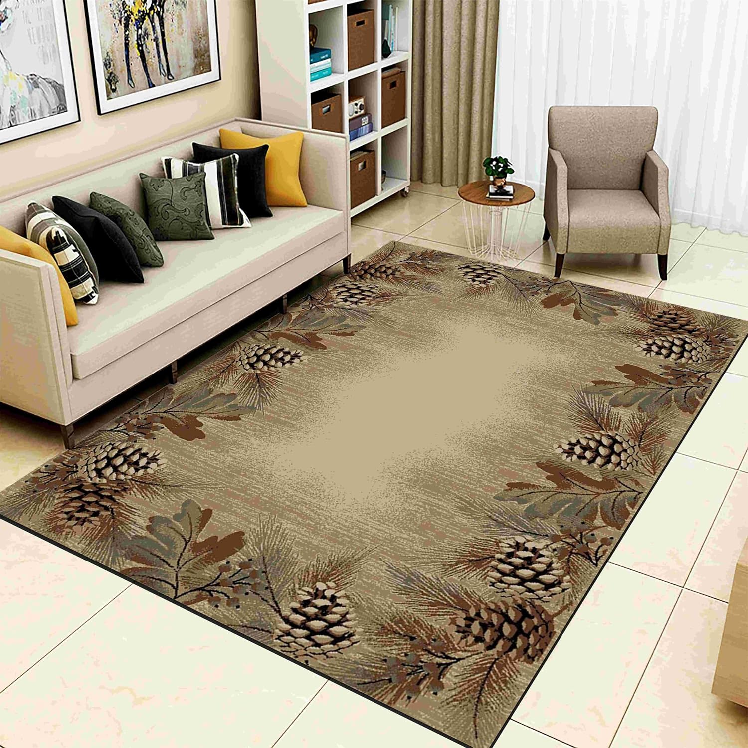 MUOUCTE Vintage Country Cabin Area Rug, 5x8ft, Wild