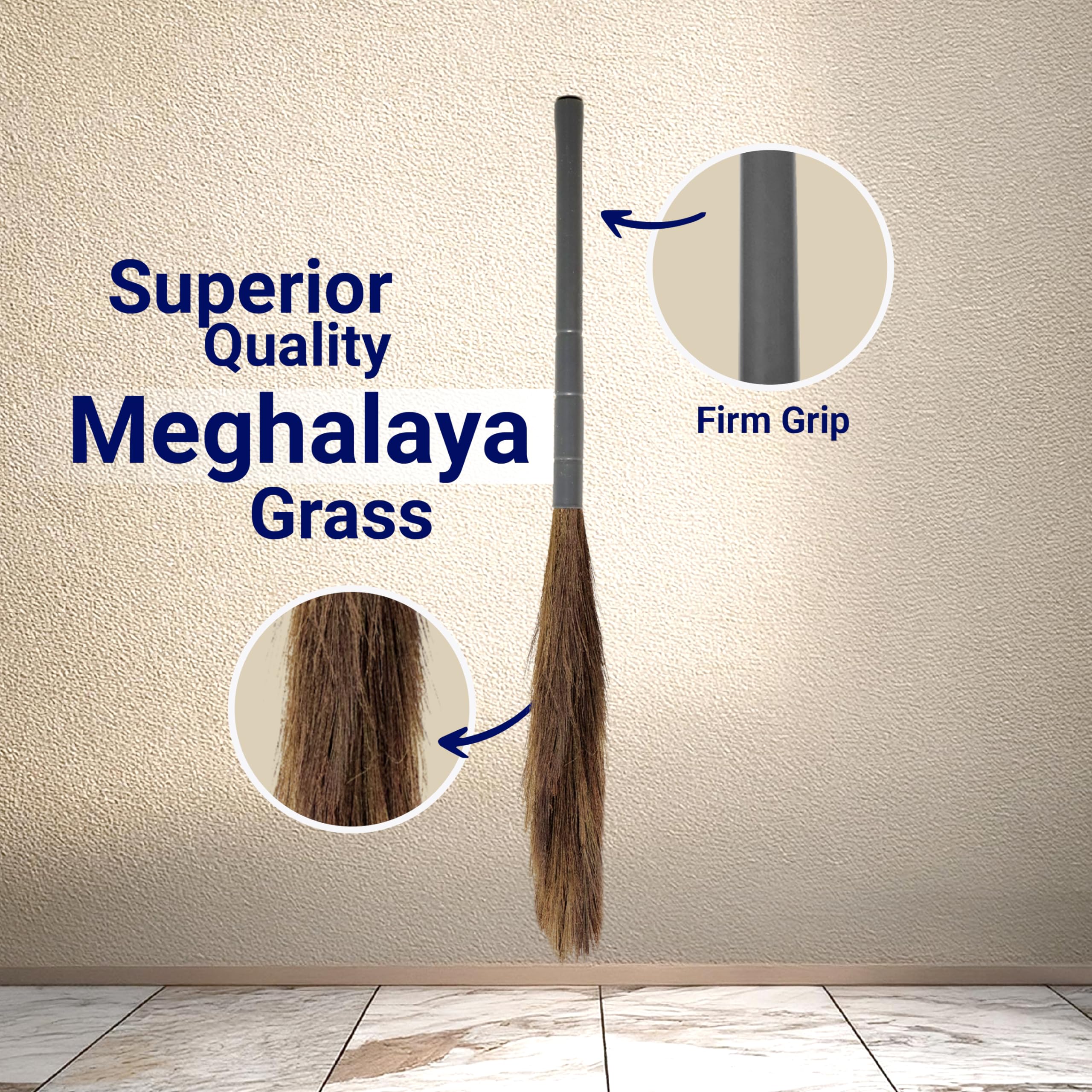 Chakaachak Grass Floor Broom for Home Cleaning | Natural Meghalaya Fibers | Strong Bristles | Lightweight Long-Lasting Jhadu | for Hard, Tiles, Marble & Wooden Surface Sweeping - Image 5 thumbnail
