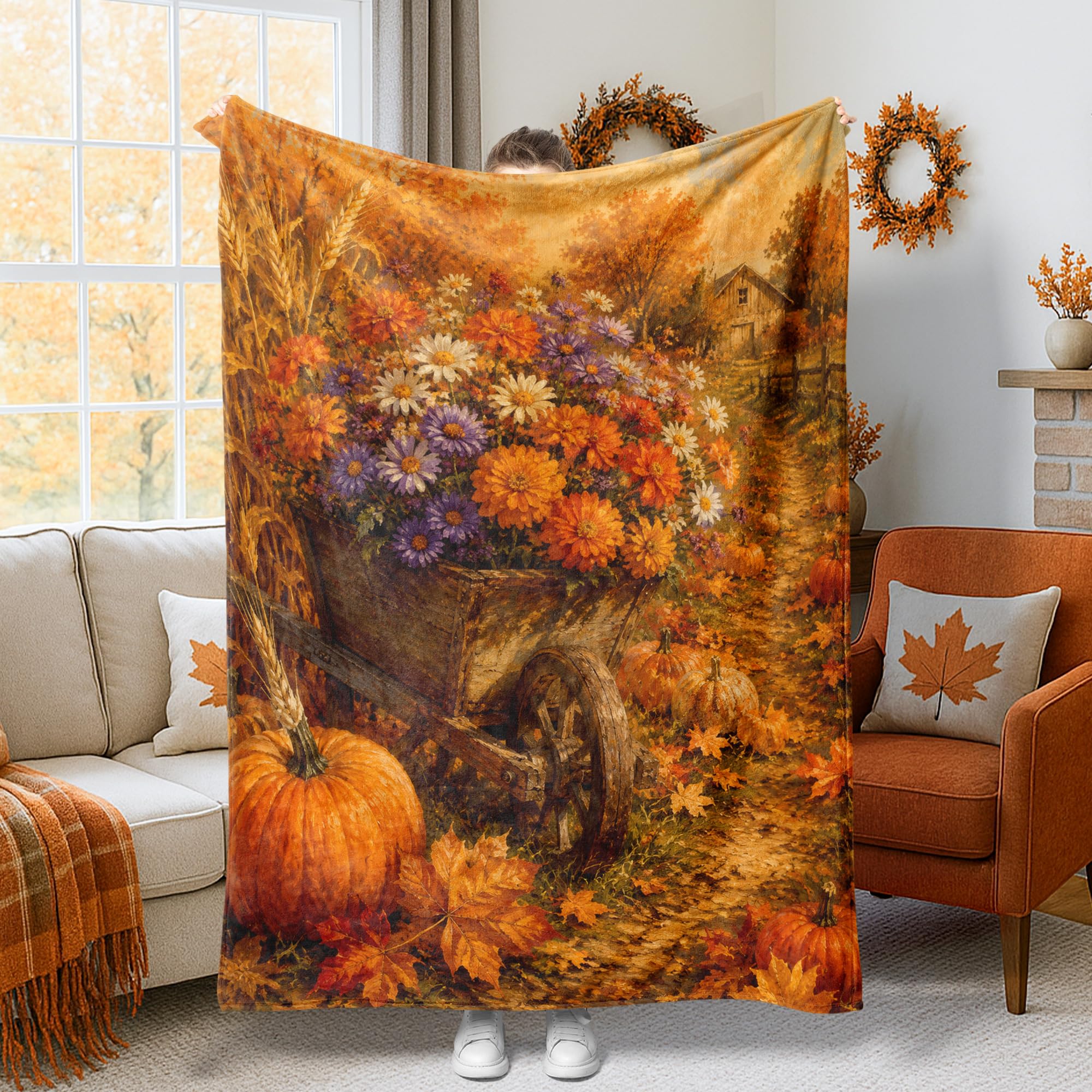 Couverture en peluche citrouilles pour réchauffer vos soirées fraîches