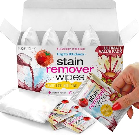 Stain Remover Wipes, 50 Count, Individually Wrapped, Instant Stain Removal