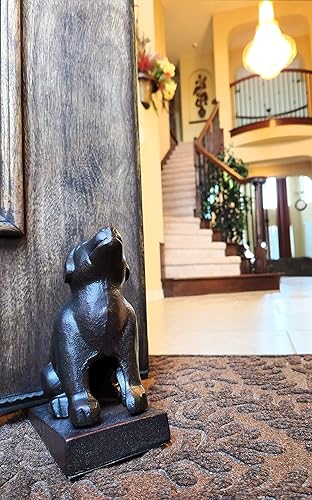 Miniatura 5 de Lulu Decor, Tope de puerta de perro de hierro fundido, topes de puerta de peso 5 libras (negro)